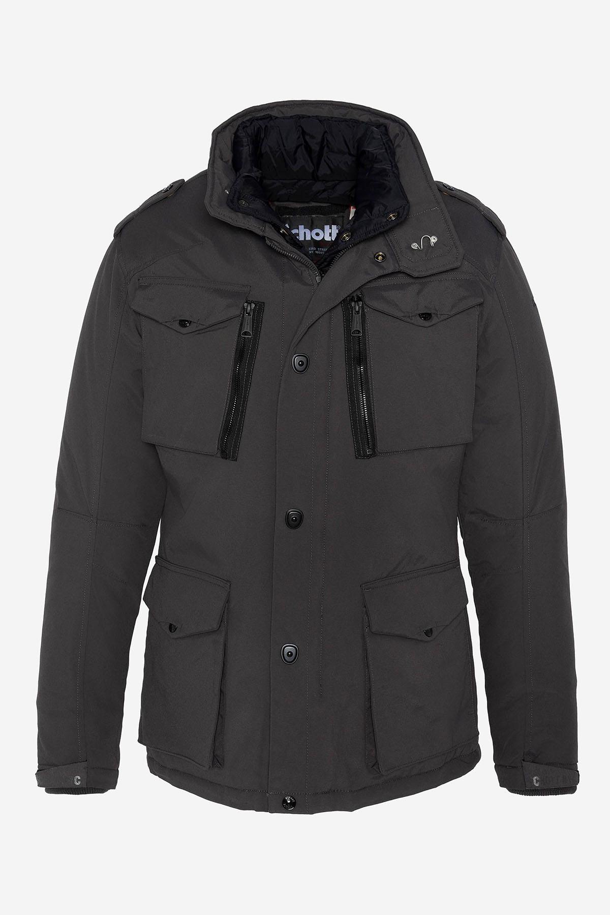 Anthracite men's coat with pockets - Image n°1