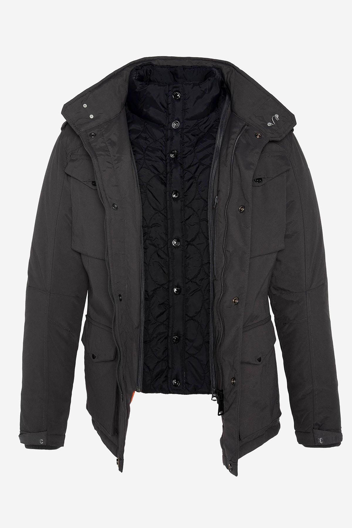 Anthracite men's coat with pockets - Image n°5