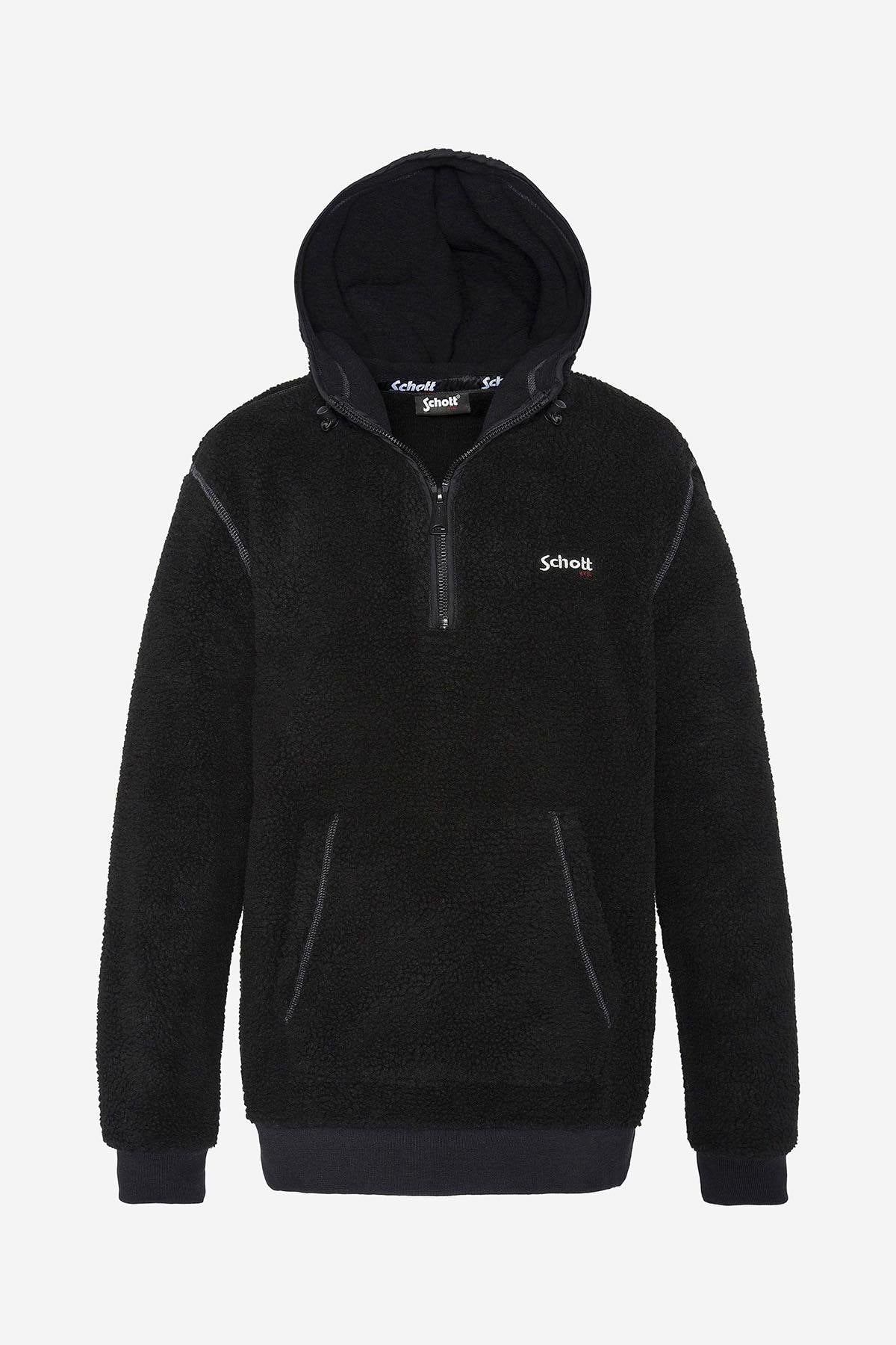 Men's black fleece hoodie - Image n°1