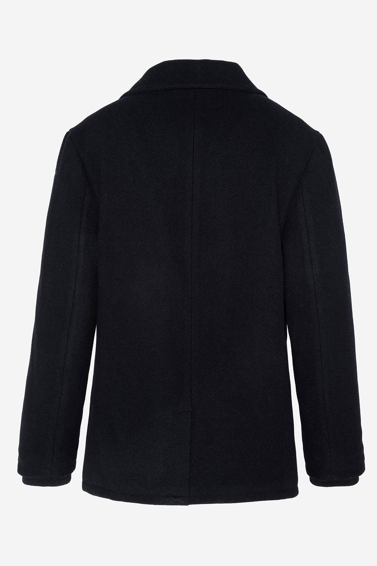 Dark navy wool pea coat for men - Image n°7