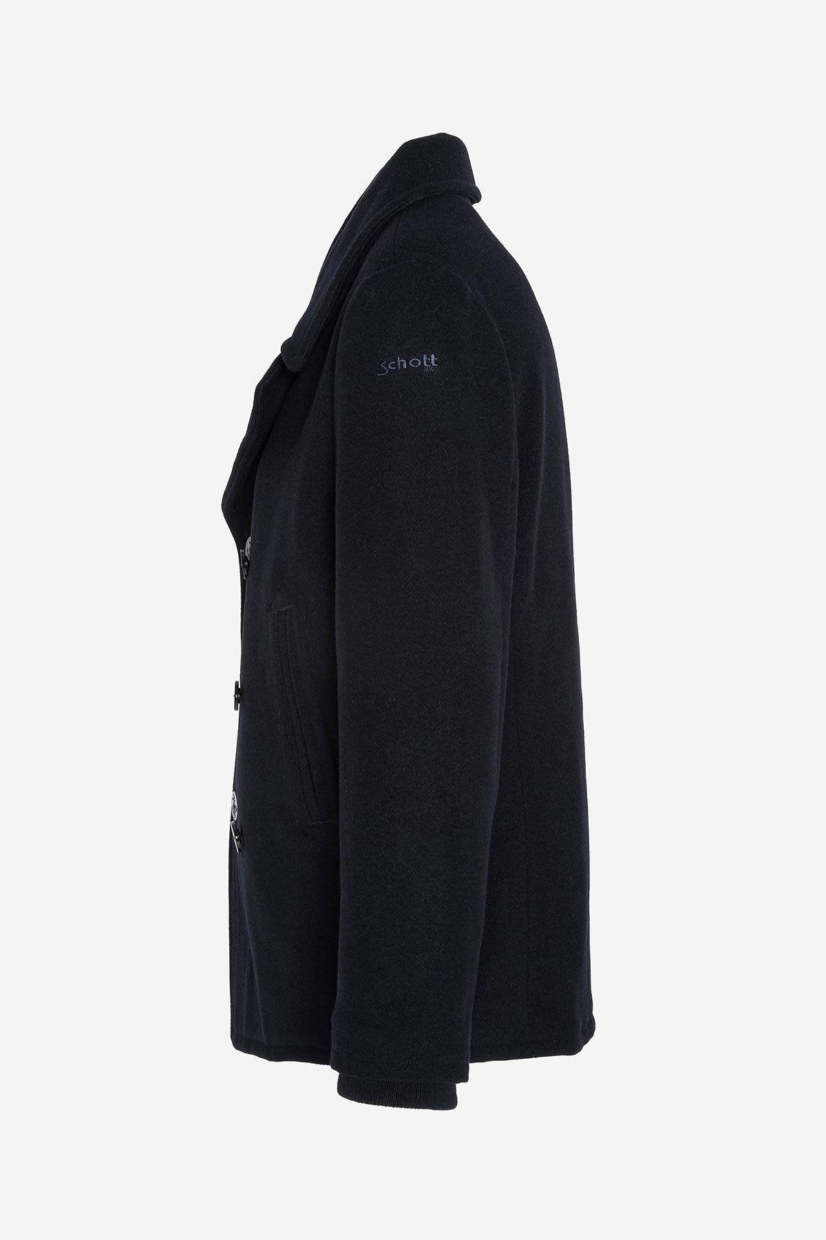 Dark navy wool pea coat for men - Image n°6