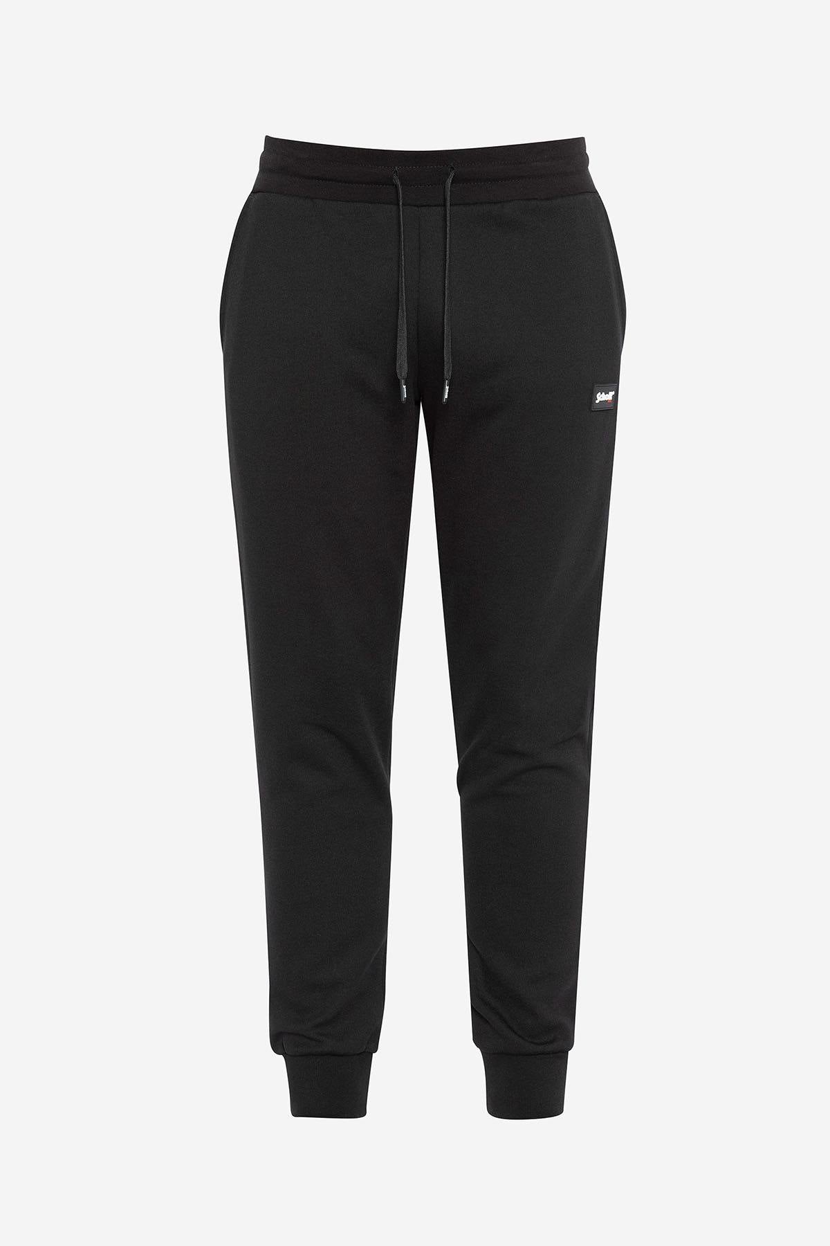 Black cotton sports pants for men - Image n°1