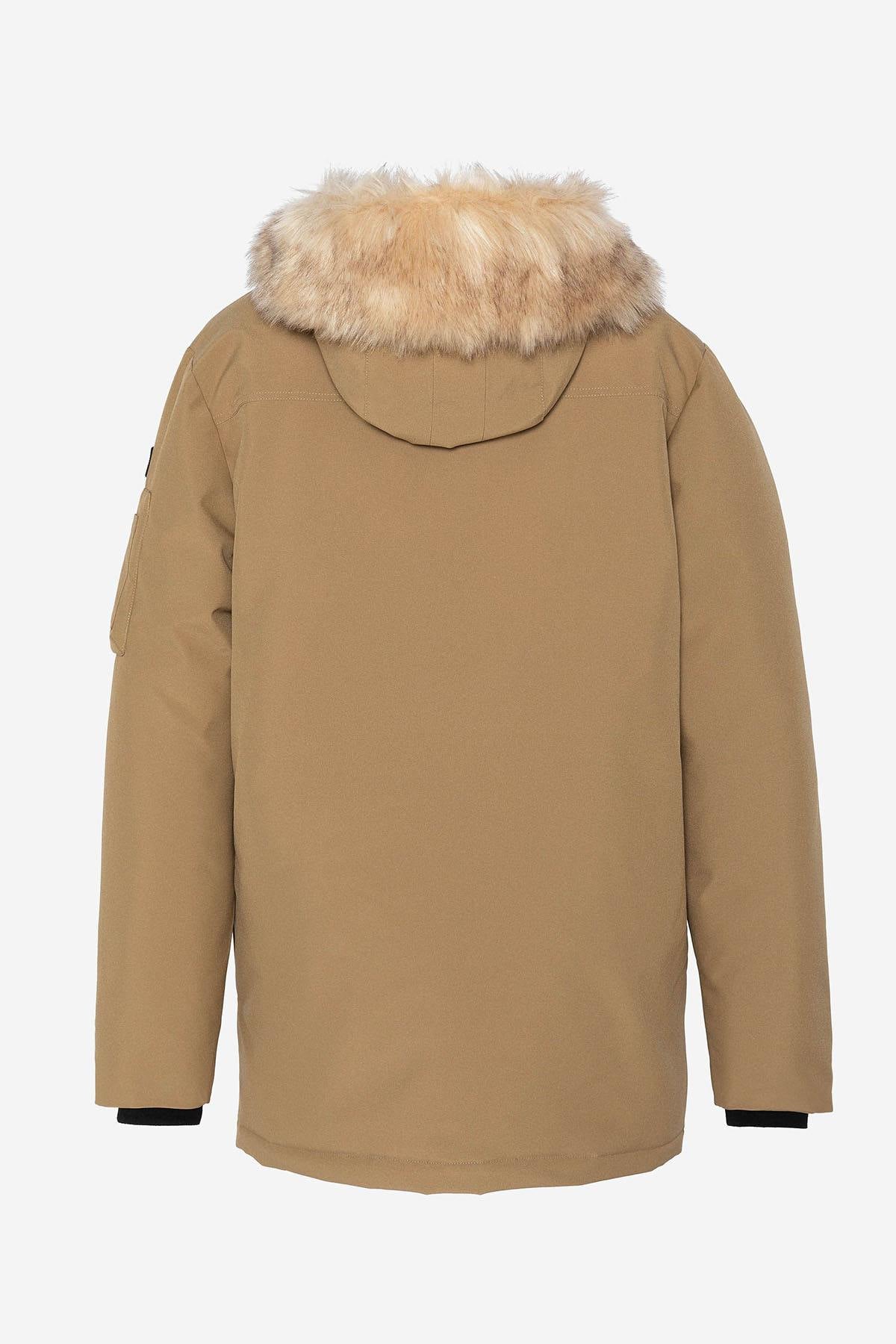 Dark beige snorkel parka with removable fur hood - Image n°7