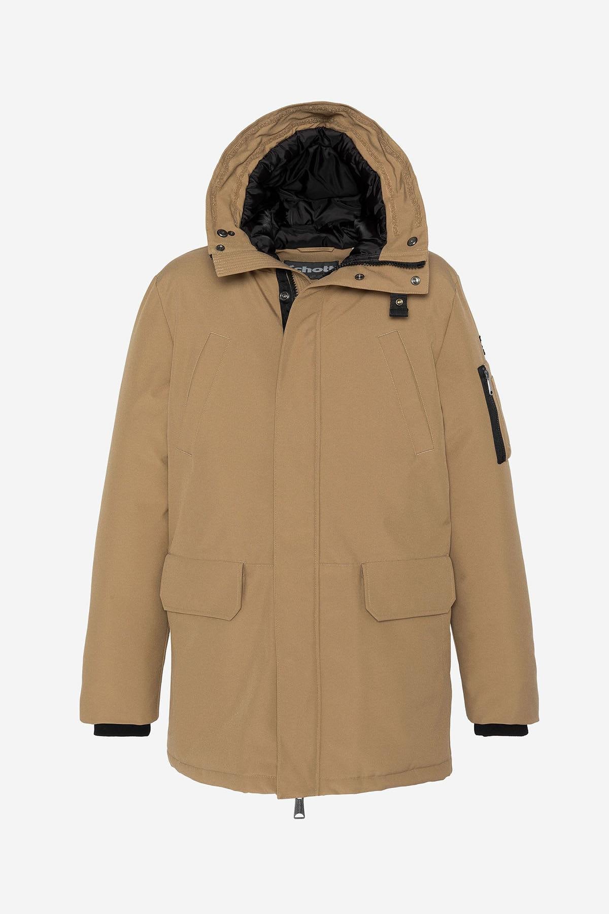 Dark beige snorkel parka with removable fur hood - Image n°6