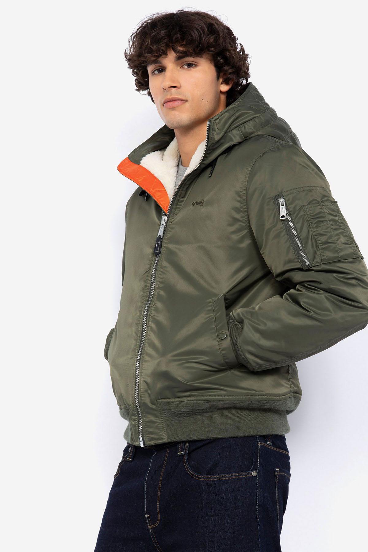 Men's khaki recycled nylon bomber jacket - Image n°1