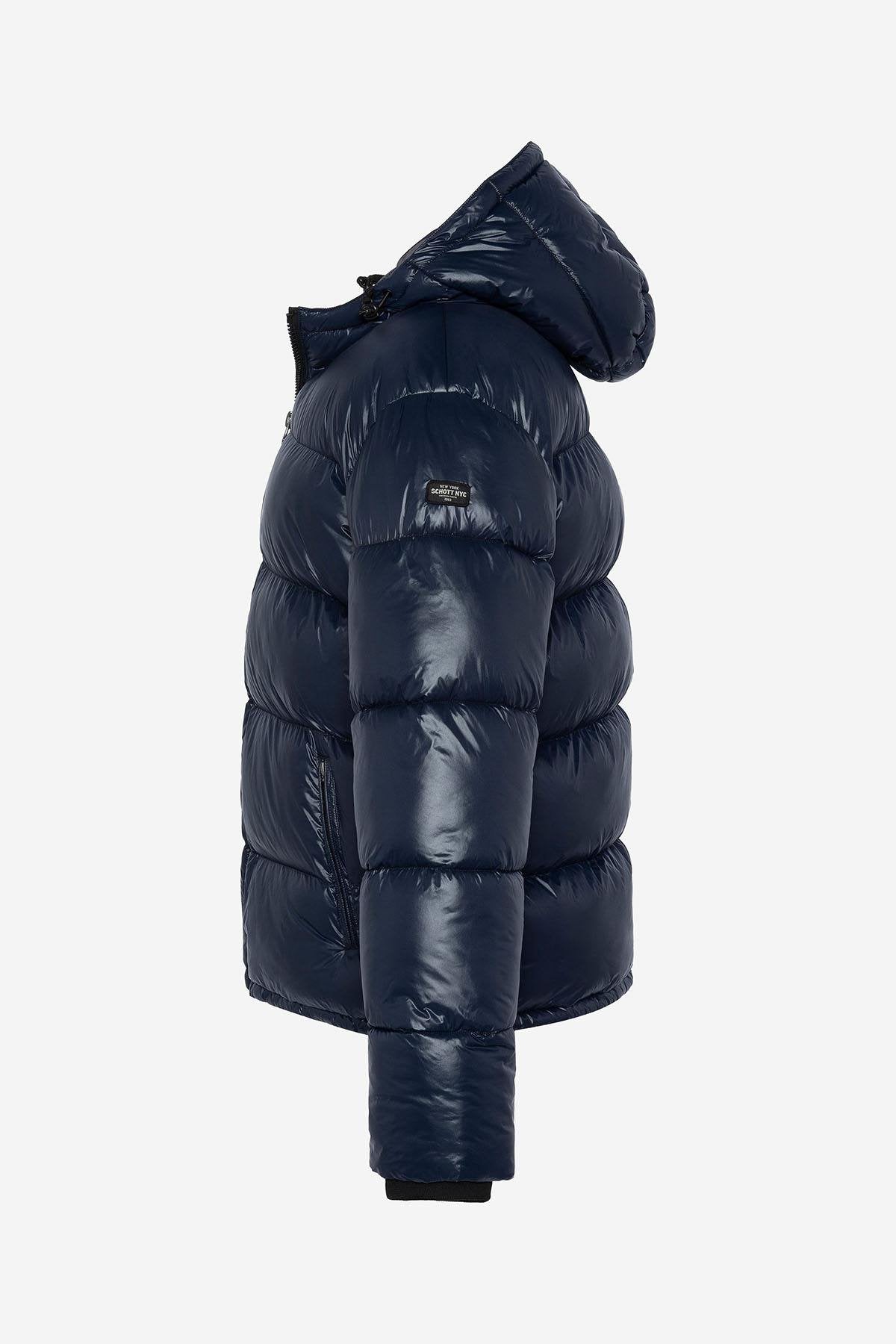 Men's navy blue nylon down jacket - Image n°8