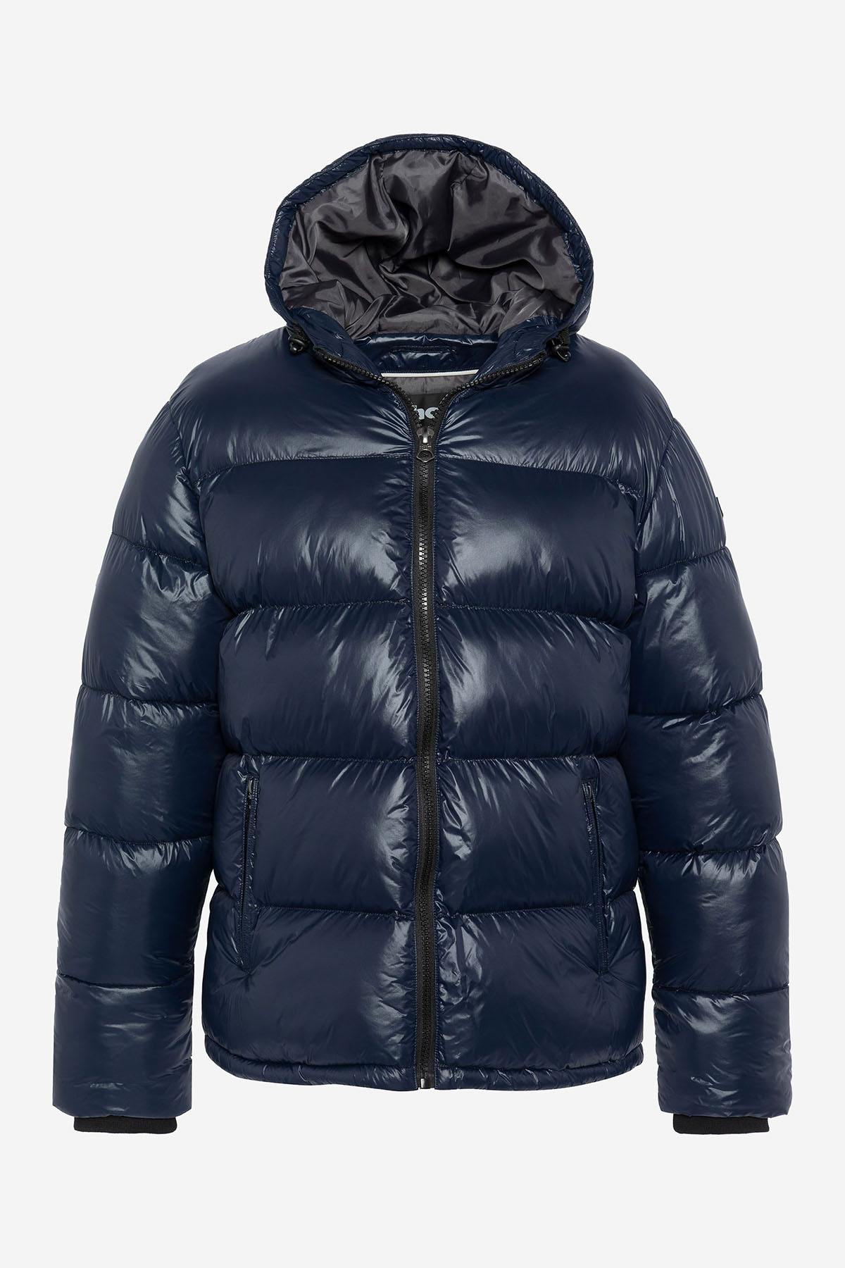 Men's navy blue nylon down jacket - Image n°7