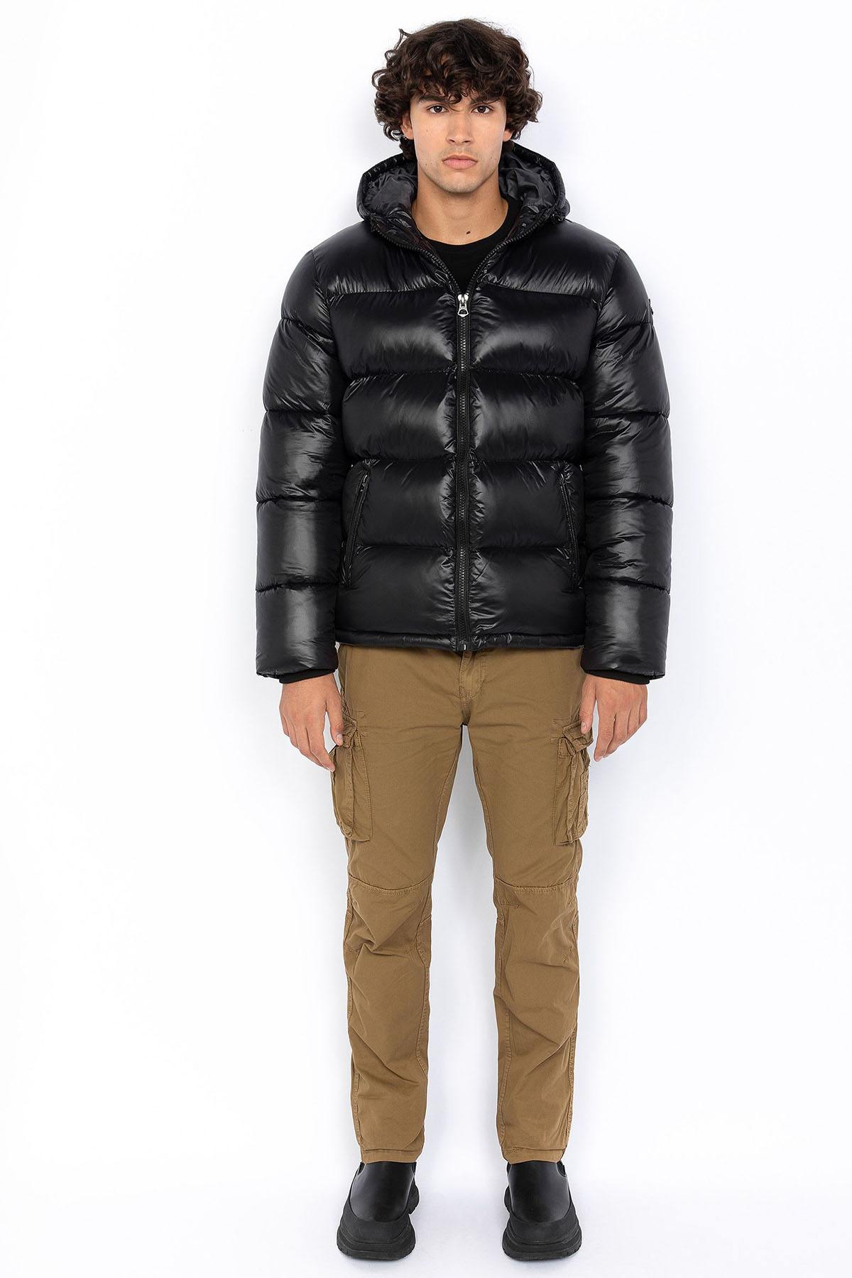 Black nylon down jacket for men - Image n°5