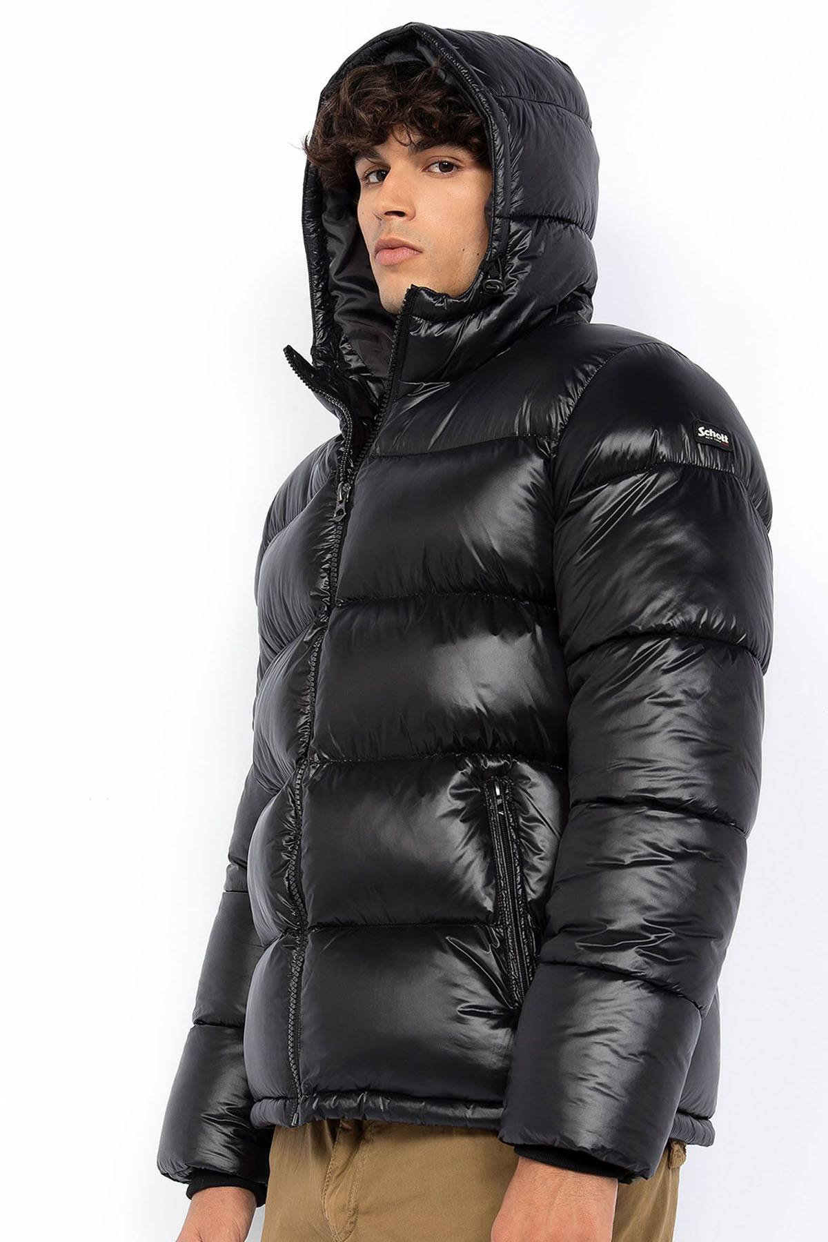 Black nylon down jacket for men - Image n°1