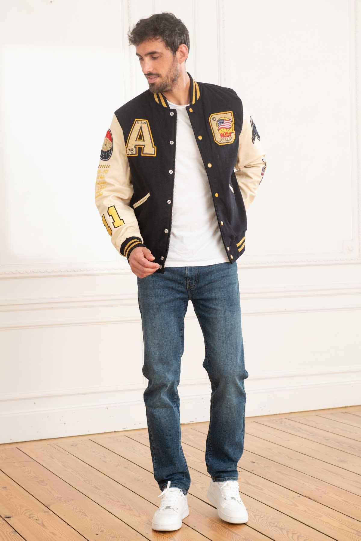 Navy blue USA teddy jacket - Image n°2