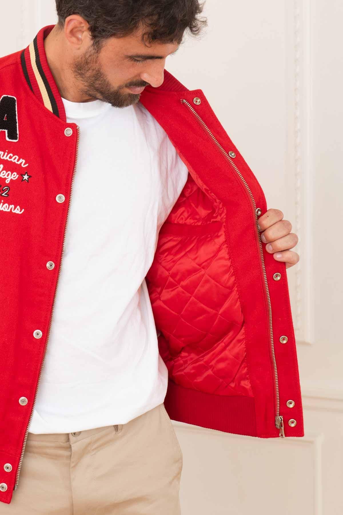 Red and beige US teddy jacket - Image n°4