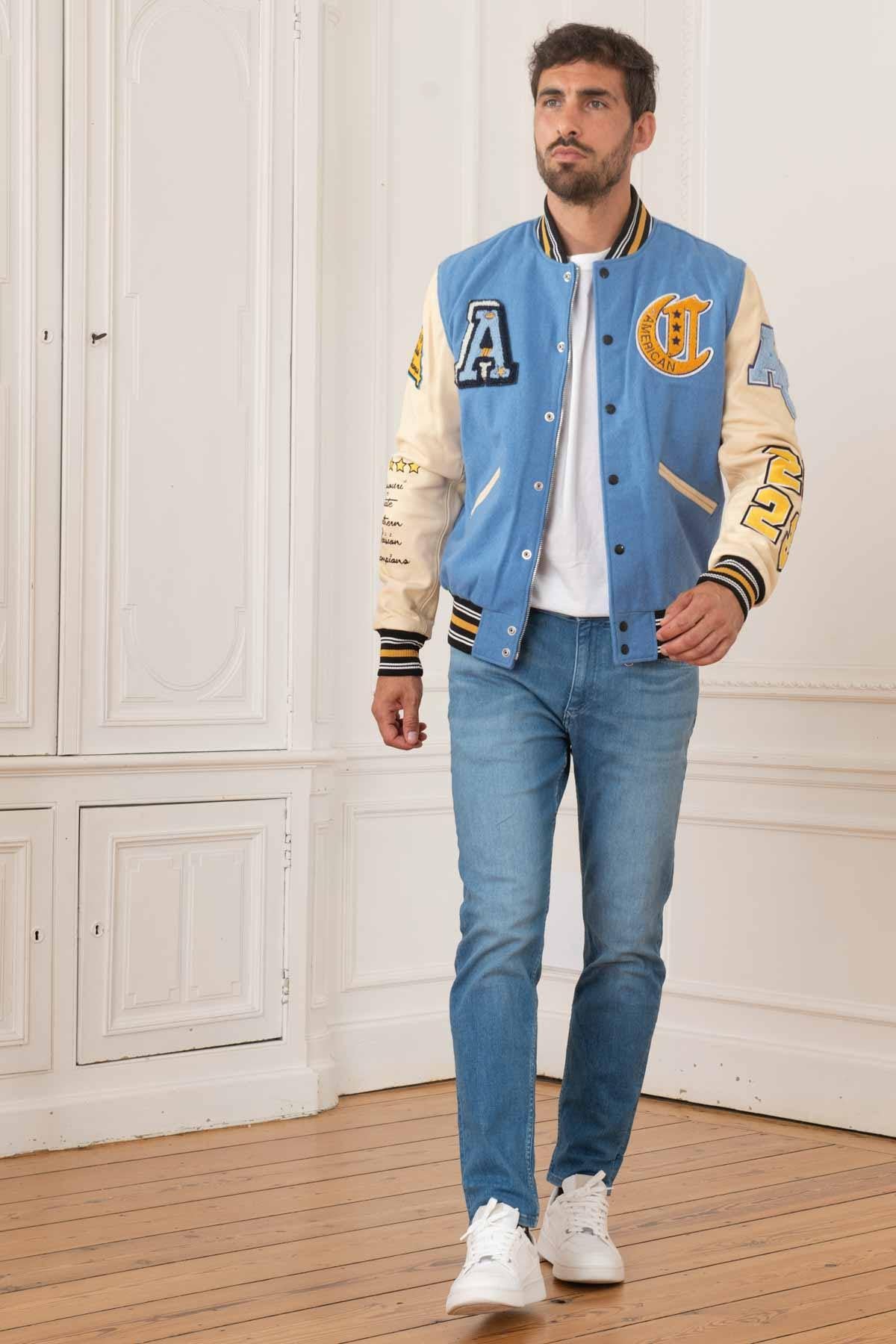 Light blue and white Varsity Teddy - Image n°4