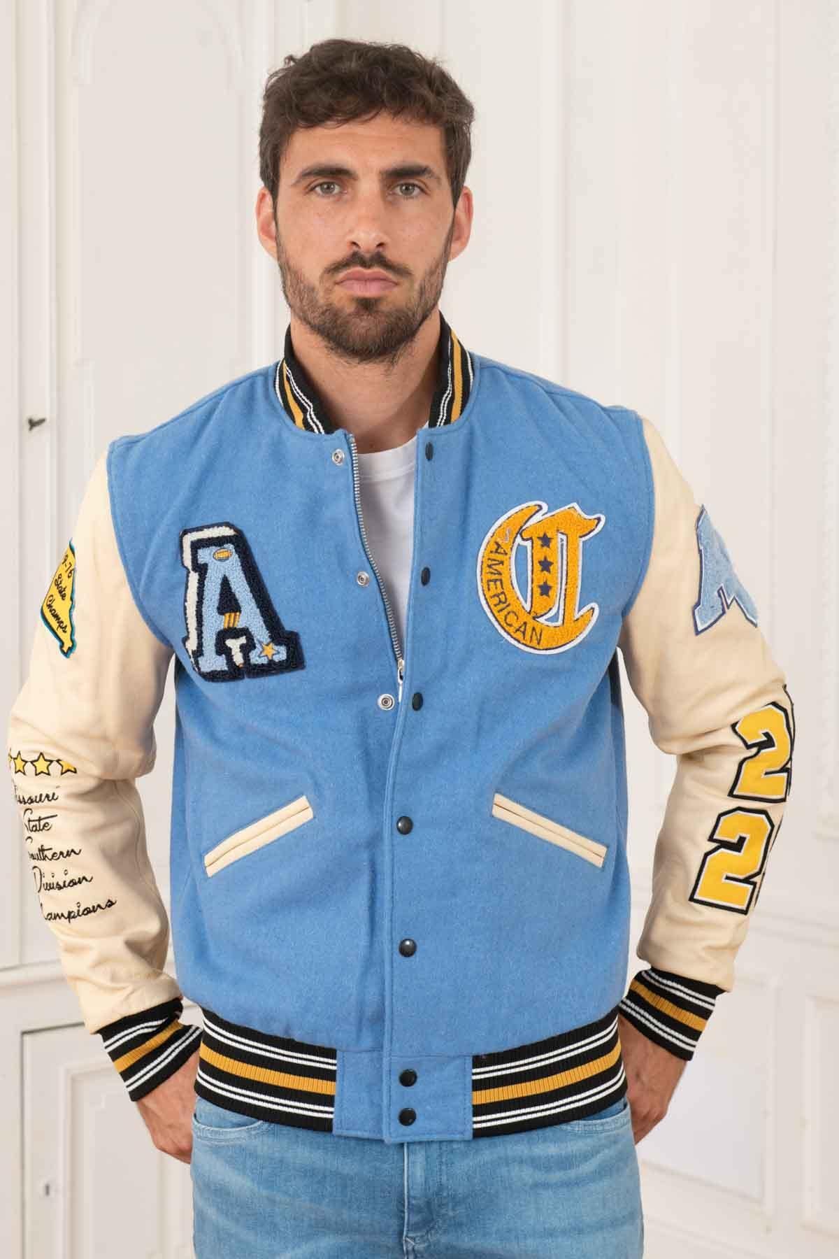 Light blue and white Varsity Teddy - Image n°2