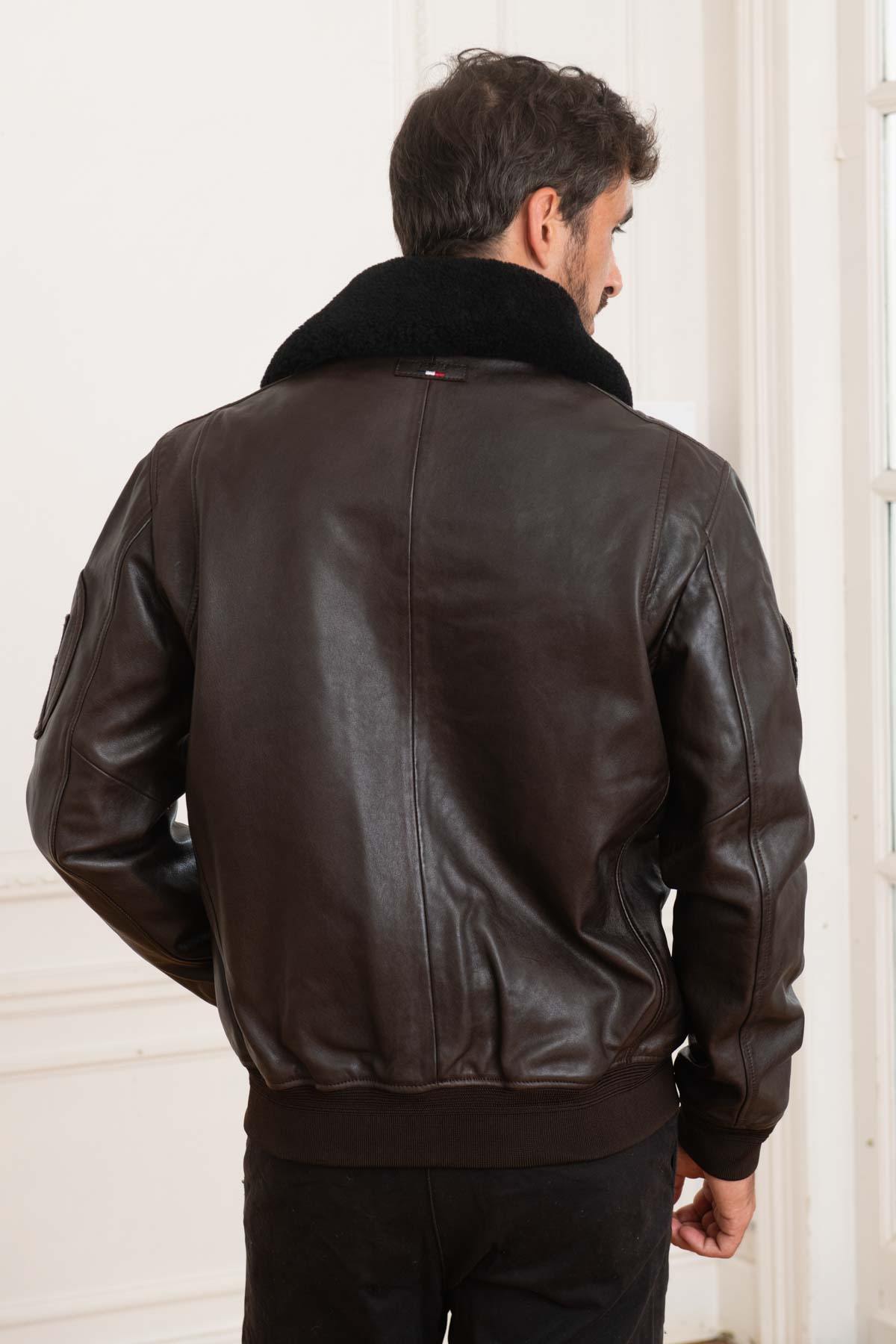 Men's brown 70 years patrol de France bomber jacket - Image n°4