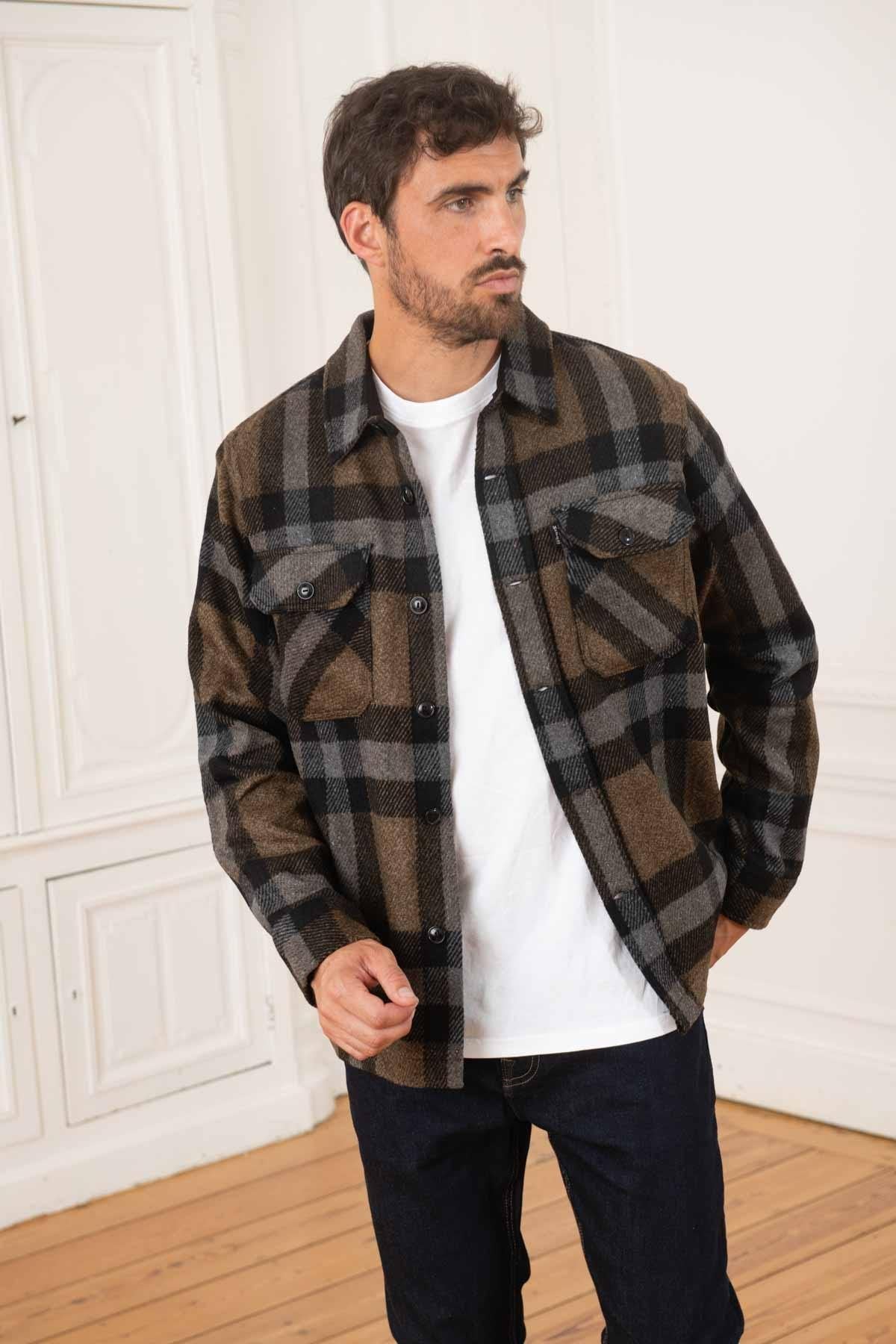 Khaki check overshirt - Image n°1