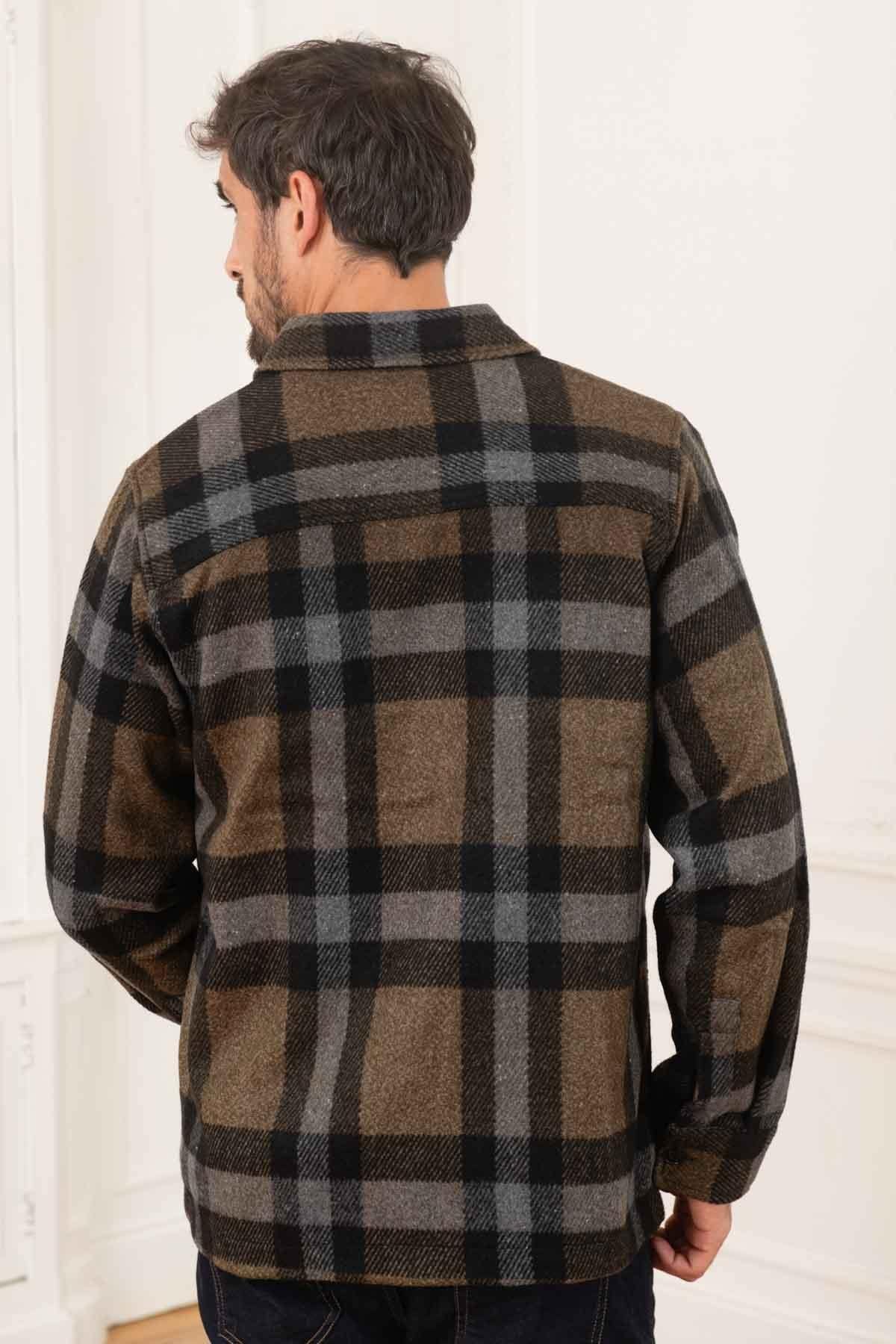 Khaki check overshirt - Image n°4