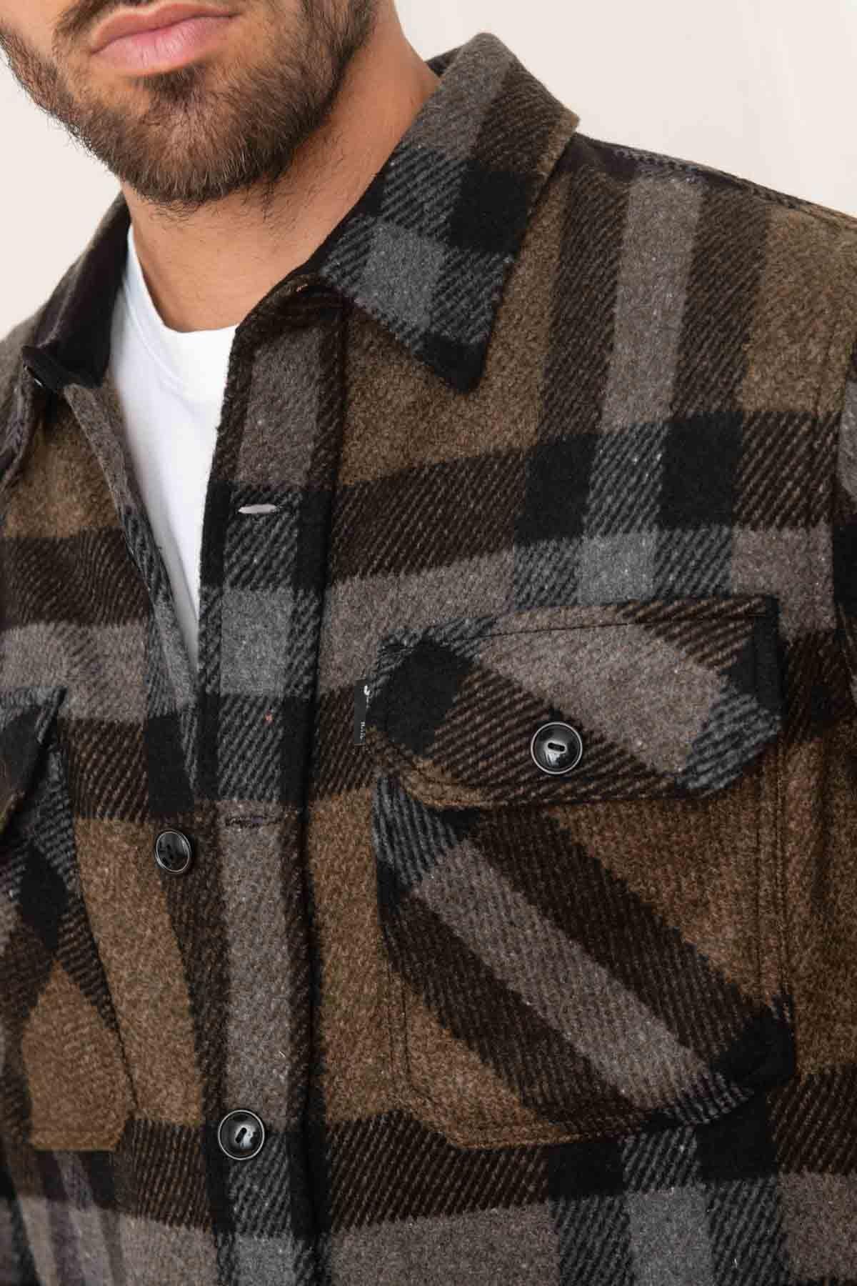 Khaki check overshirt - Image n°3