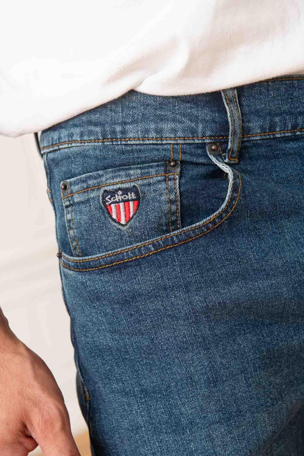 Blue jeans for men with logo in the pocket - Image n°3