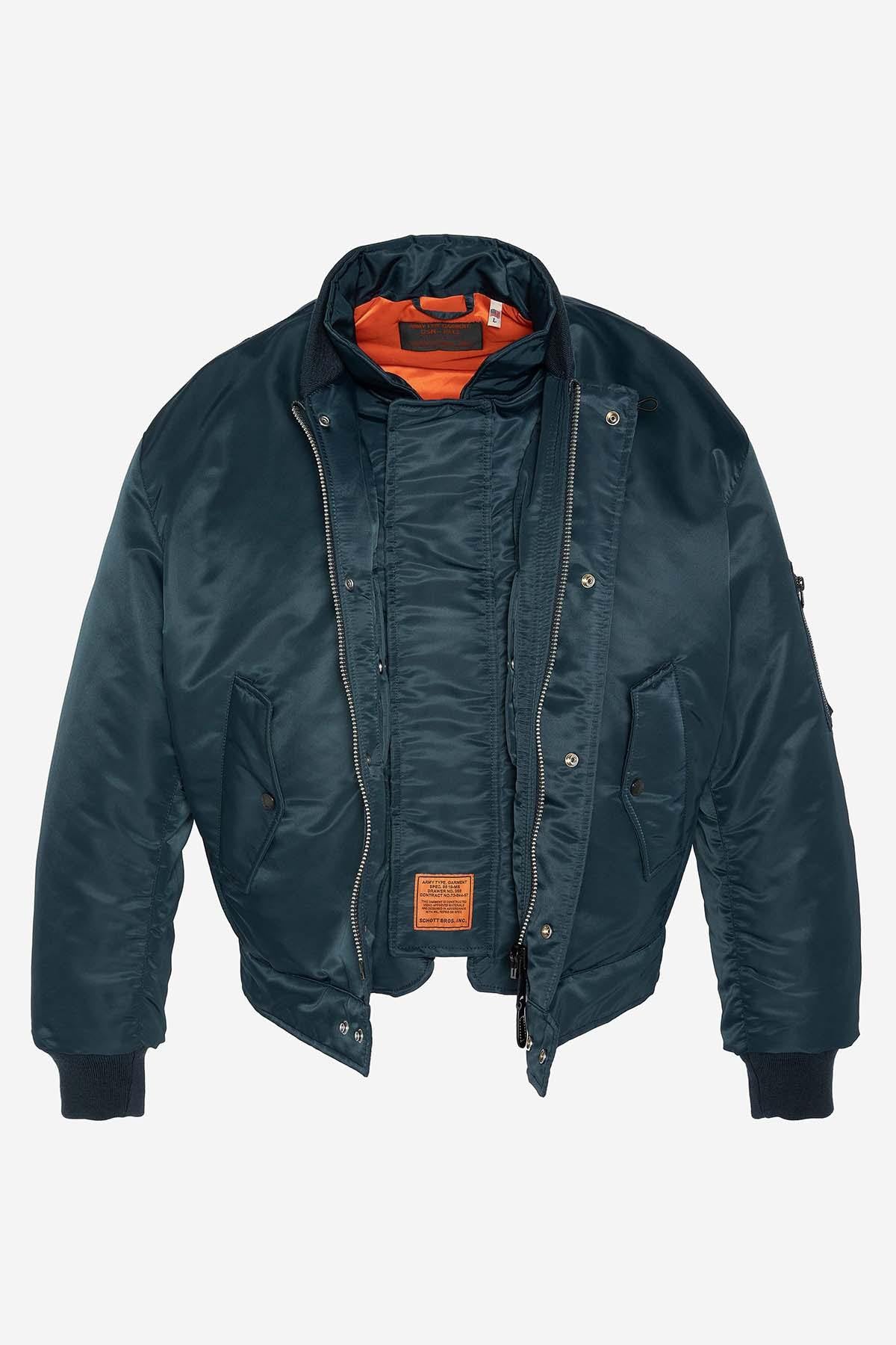 Bomber jacket with removable navy blue bib for men - Image n°7