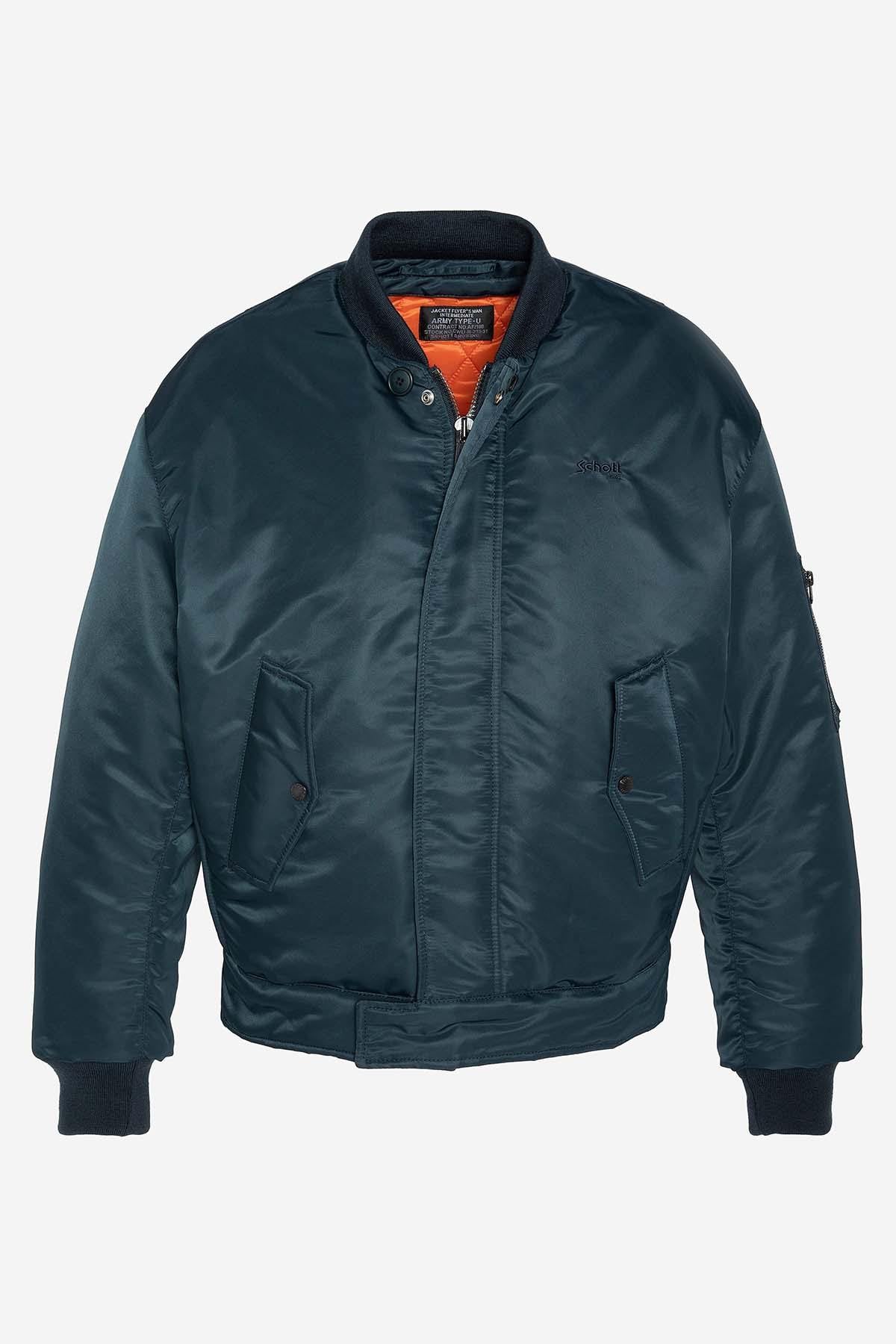 Bomber jacket with removable navy blue bib for men - Image n°8