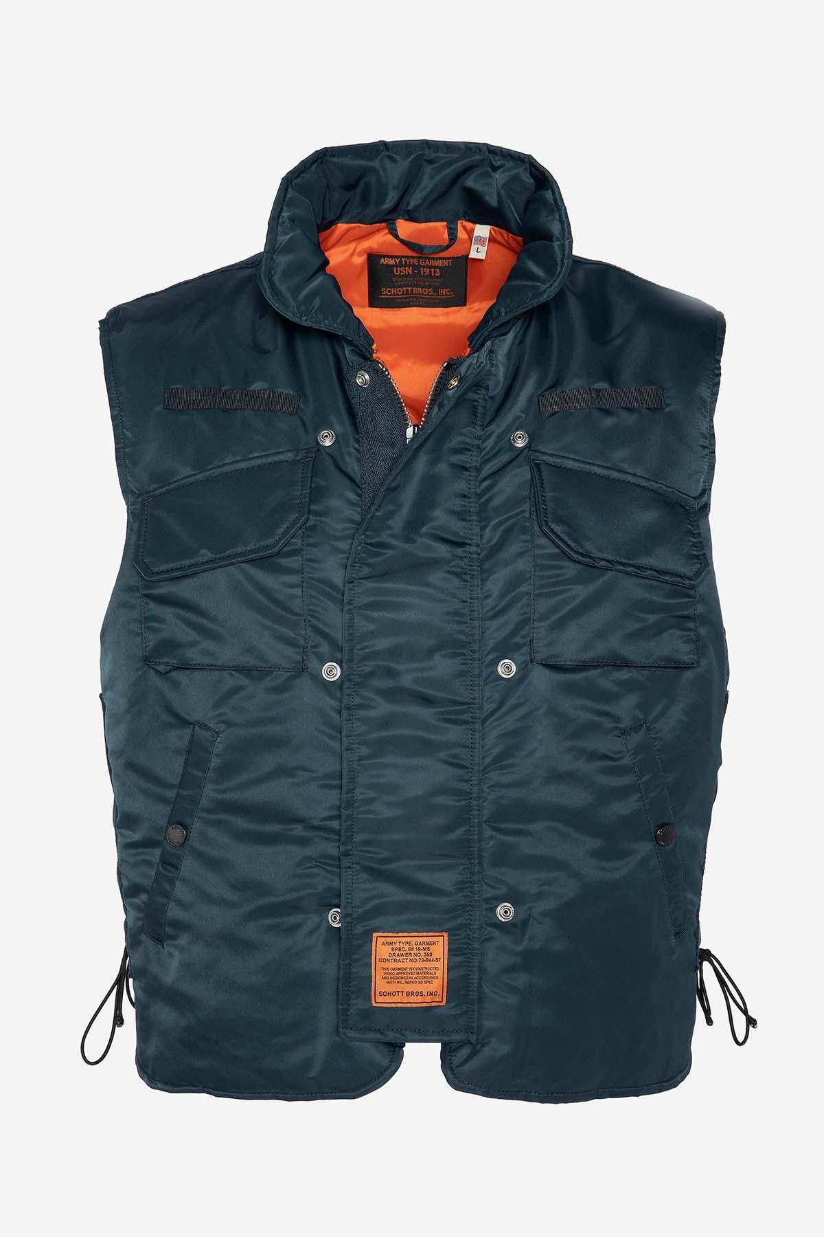 Bomber jacket with removable navy blue bib for men - Image n°9