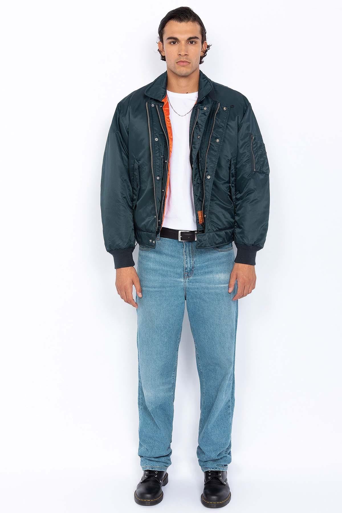 Bomber jacket with removable navy blue bib for men - Image n°5