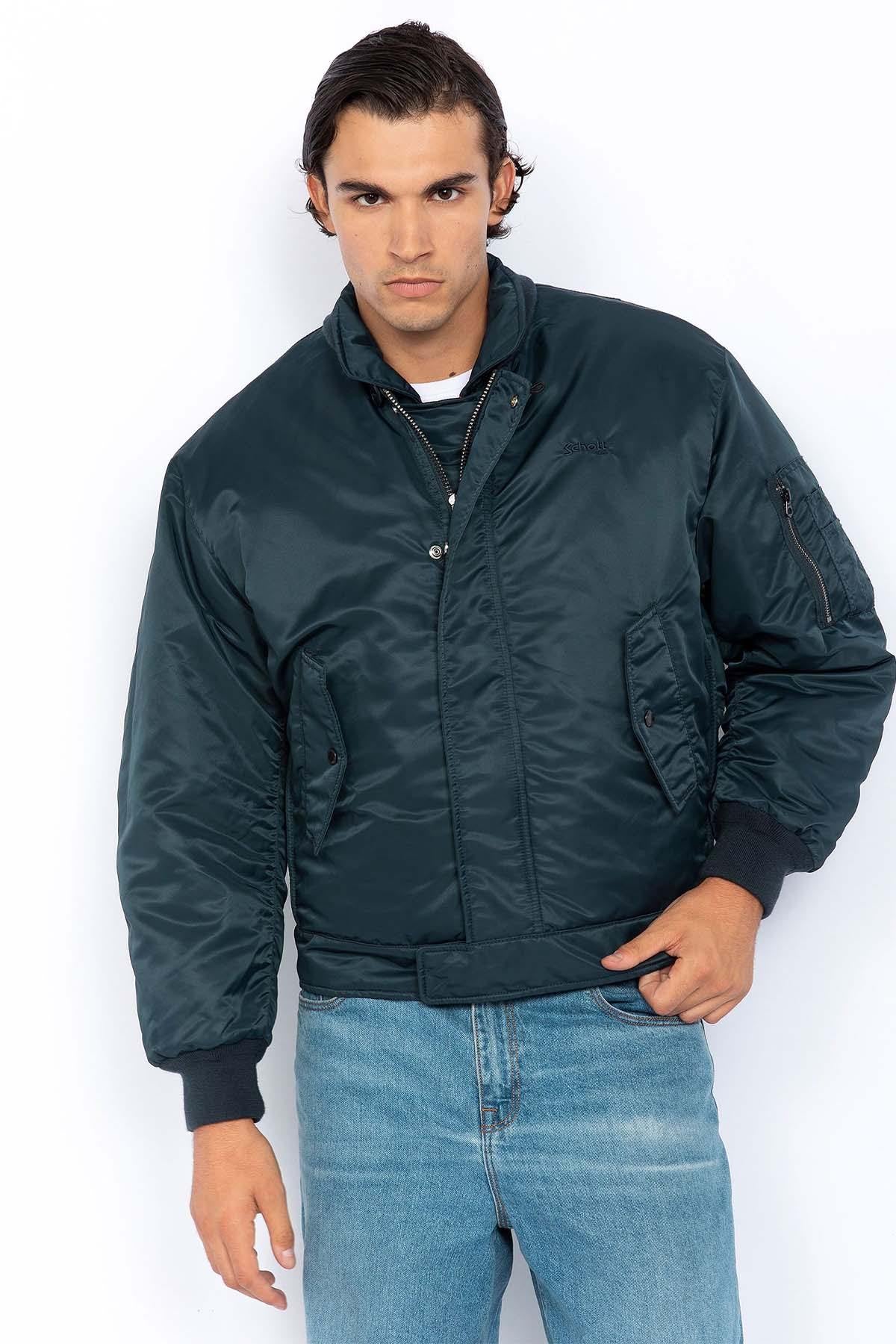 Bomber jacket with removable navy blue bib for men - Image n°1