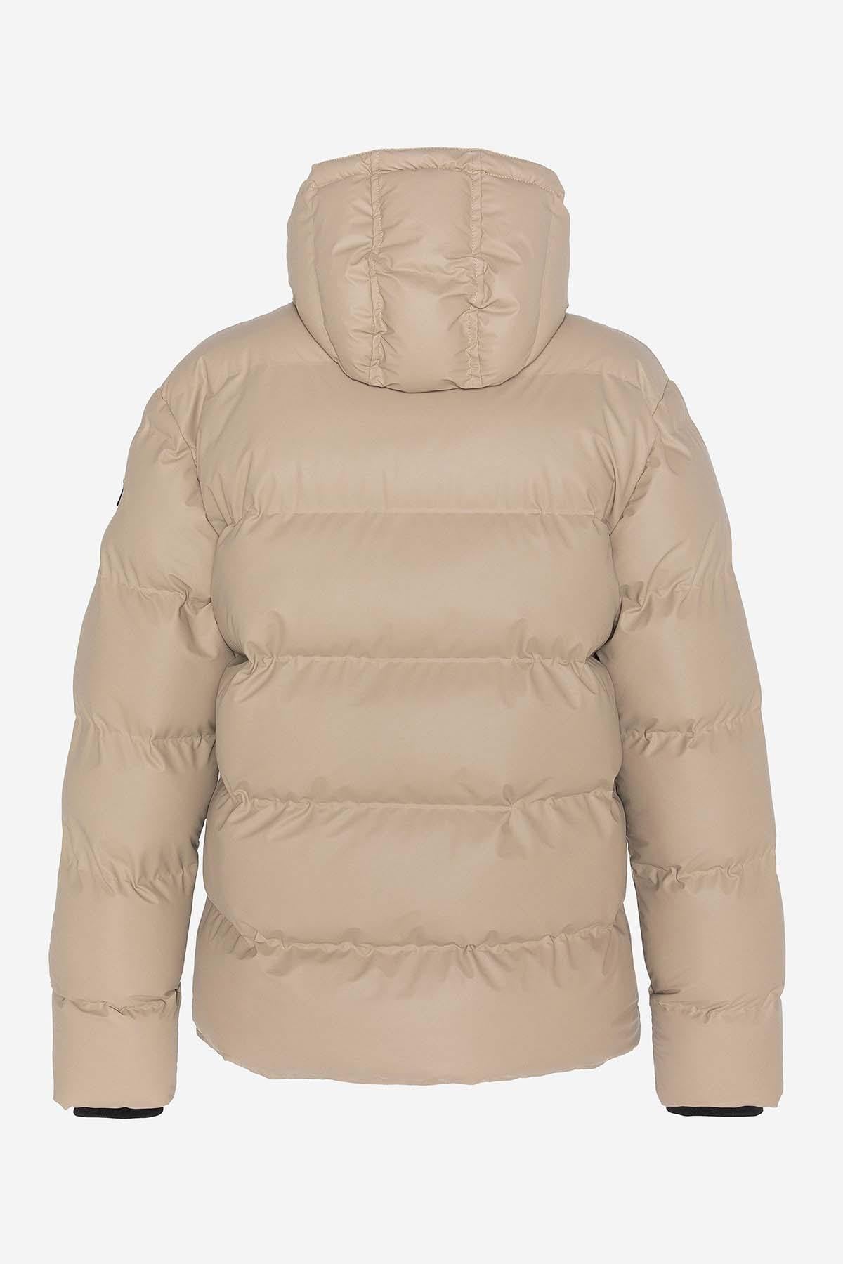 Down jacket with beige hood for men - Image n°2