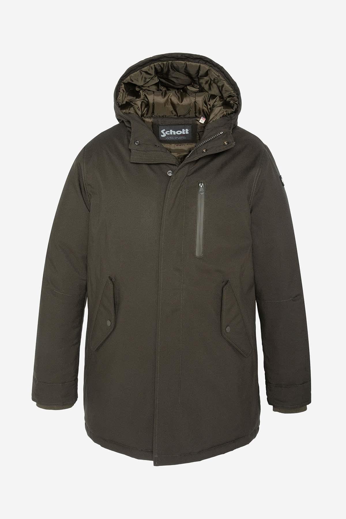 Khaki hooded parka for men - Image n°1