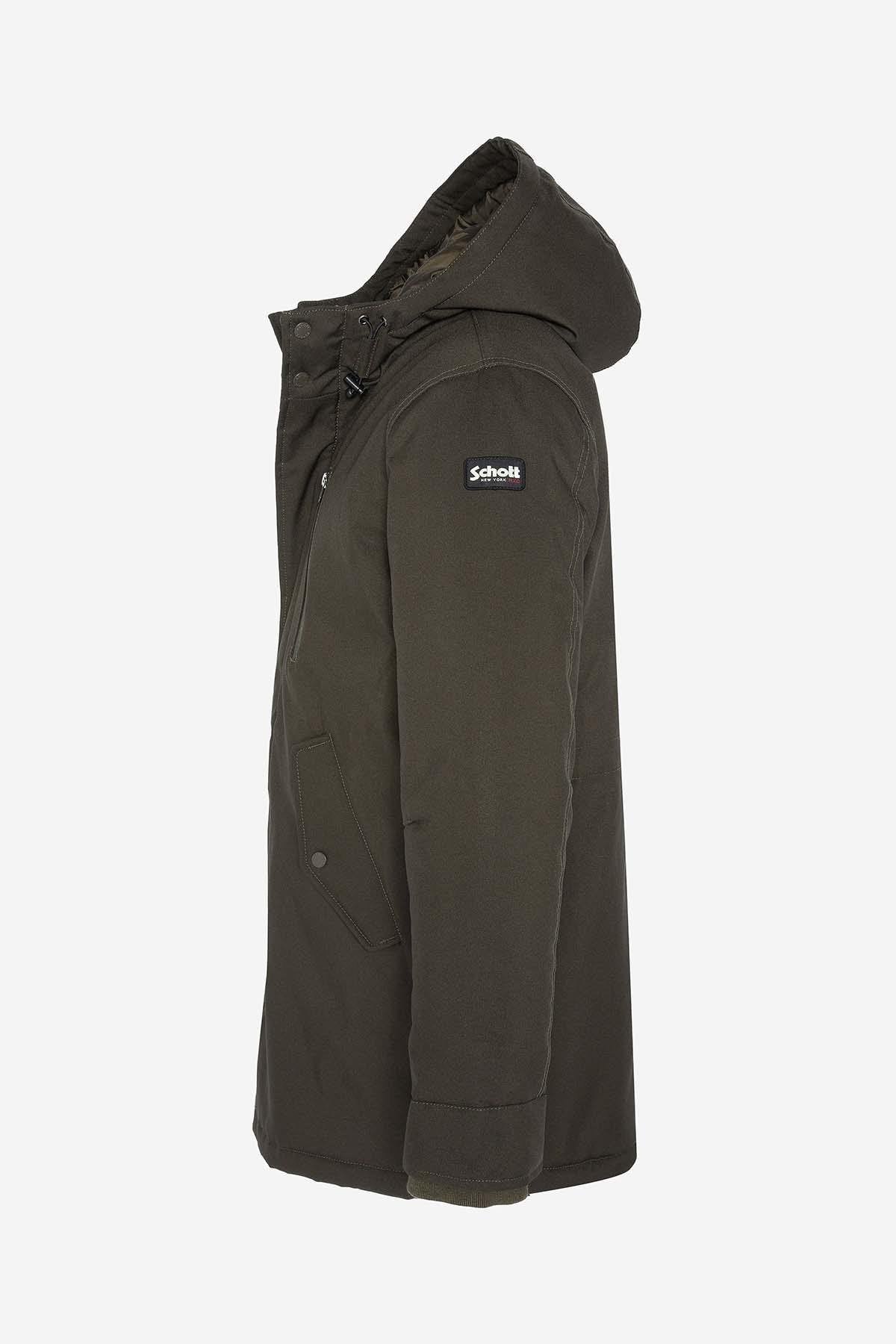 Khaki hooded parka for men - Image n°3