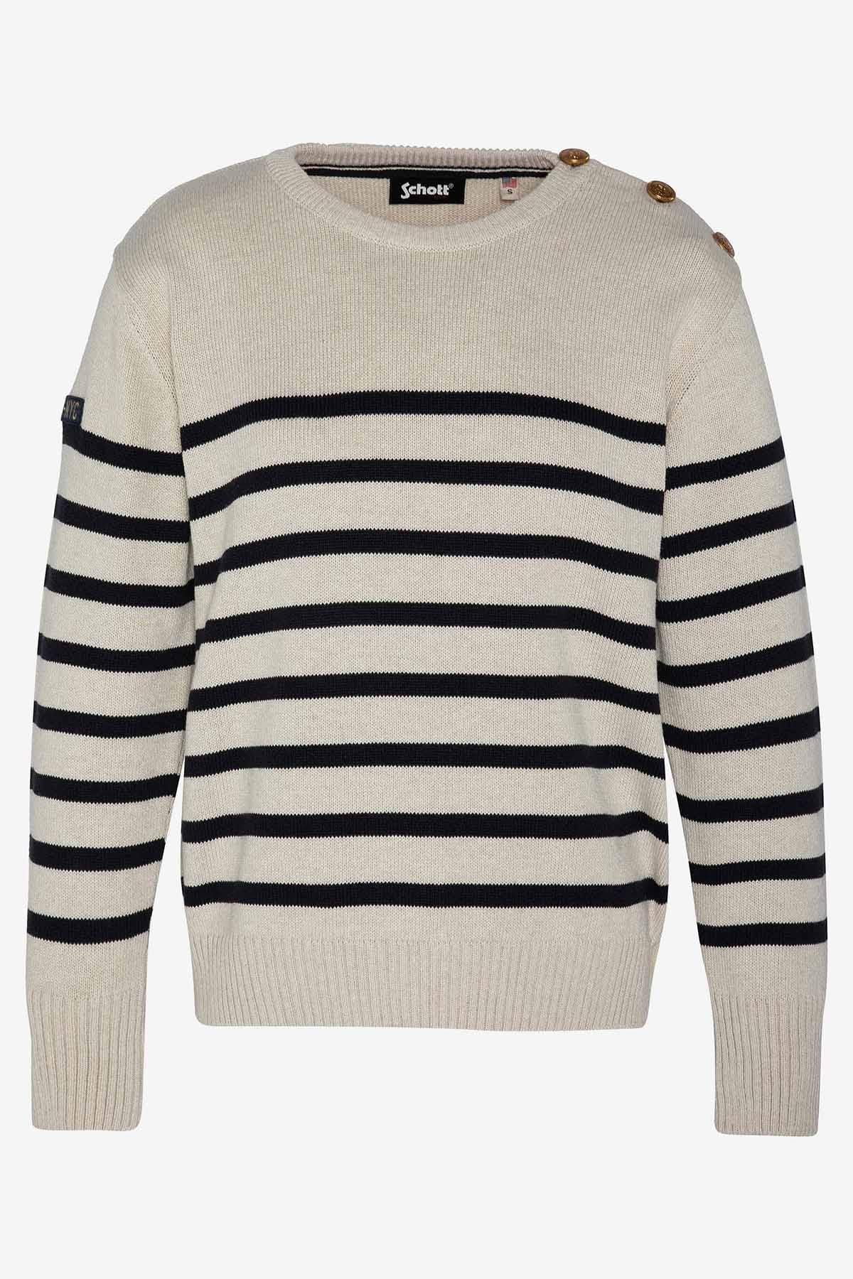 Natural and navy colored sailor sweater for women - Image n°5