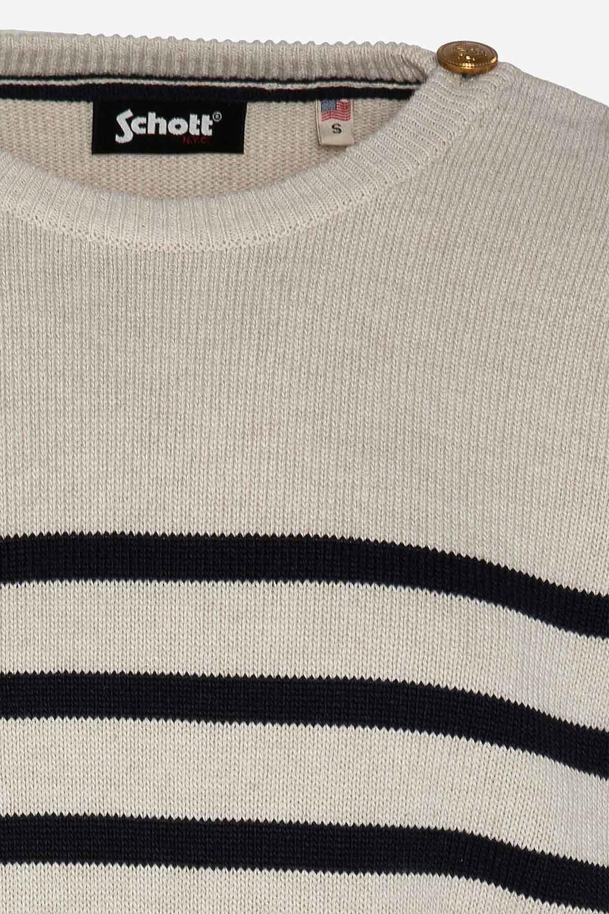 Natural and navy colored sailor sweater for women - Image n°6