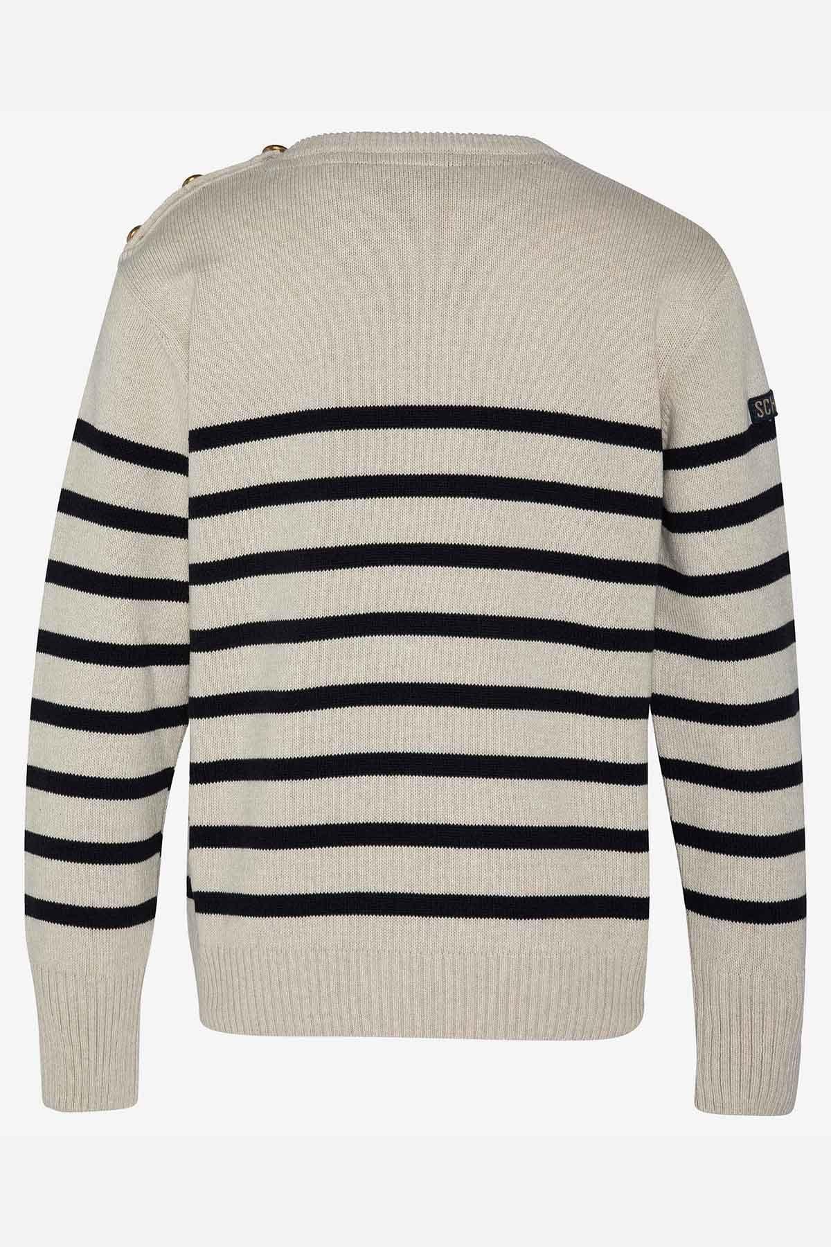 Natural and navy colored sailor sweater for women - Image n°9