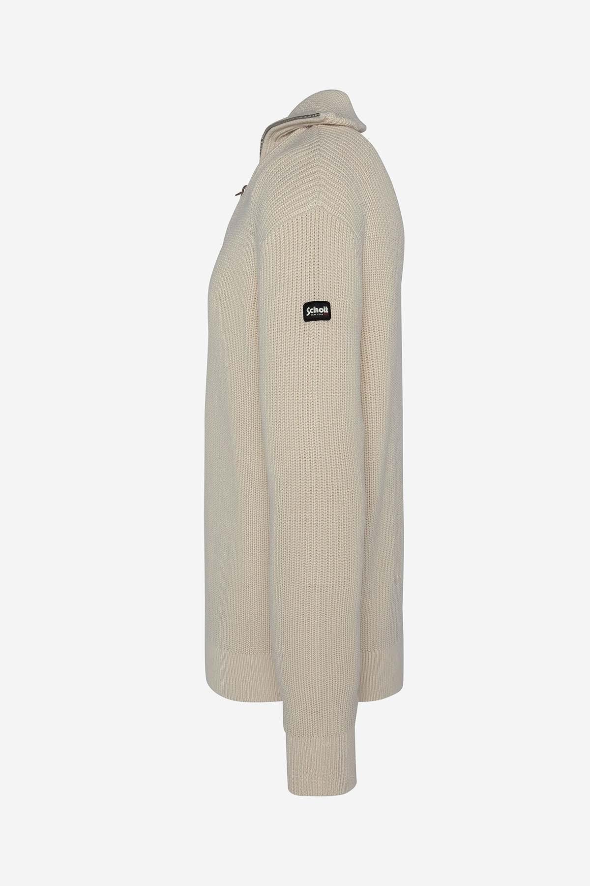 Off-white cotton tight-knit sweater for men - Image n°5