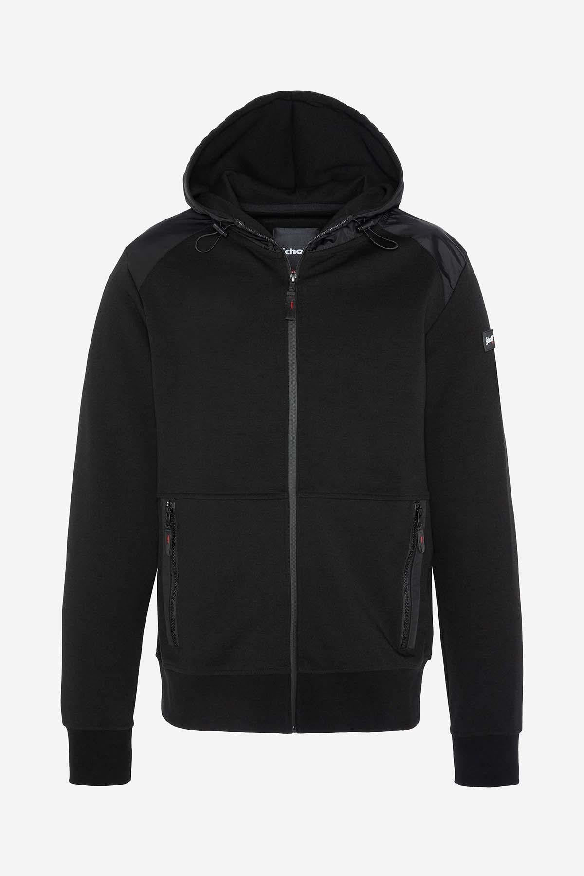 Men's black hooded zipped sweatshirt - Image n°3