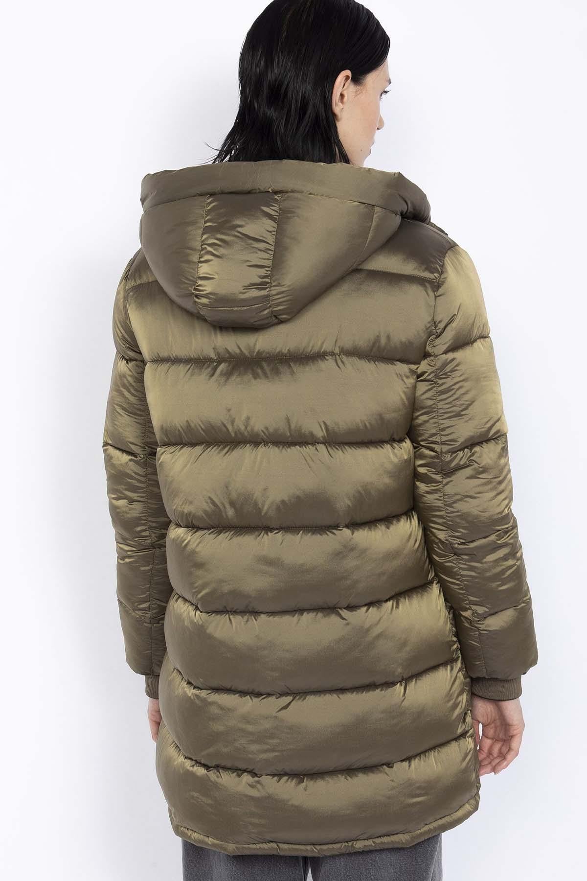 Reversible khaki and bronze nylon down jacket - Image n°13