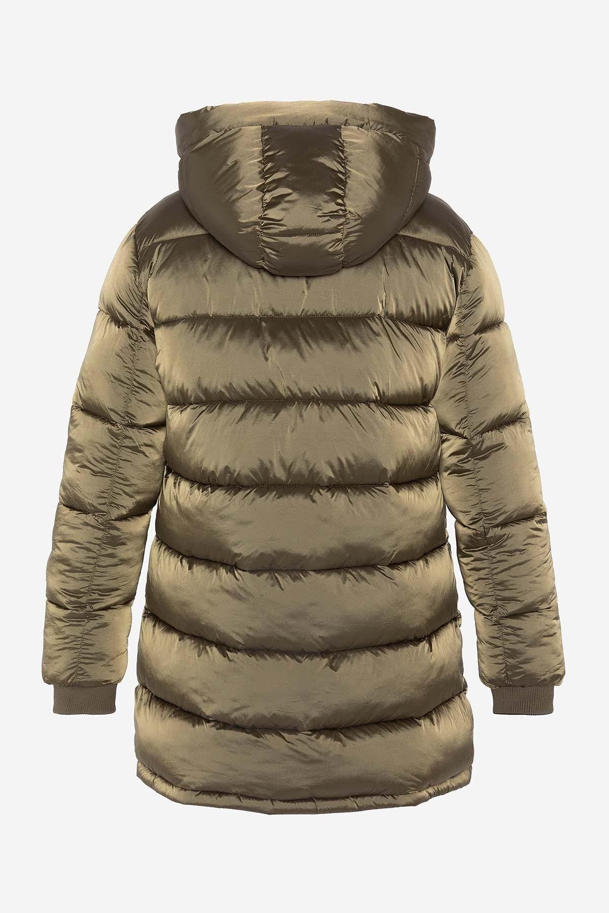 Reversible khaki and bronze nylon down jacket - Image n°11