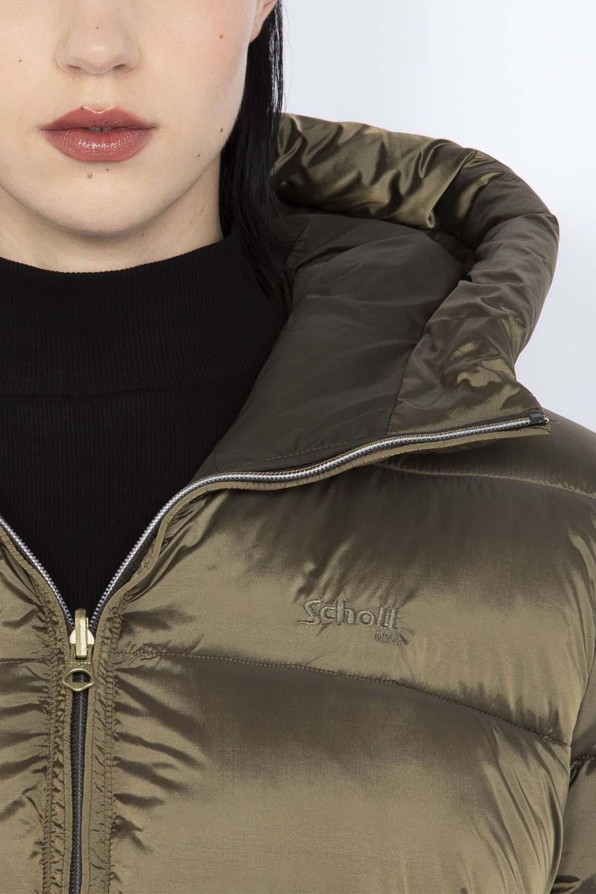 Reversible khaki and bronze nylon down jacket - Image n°8