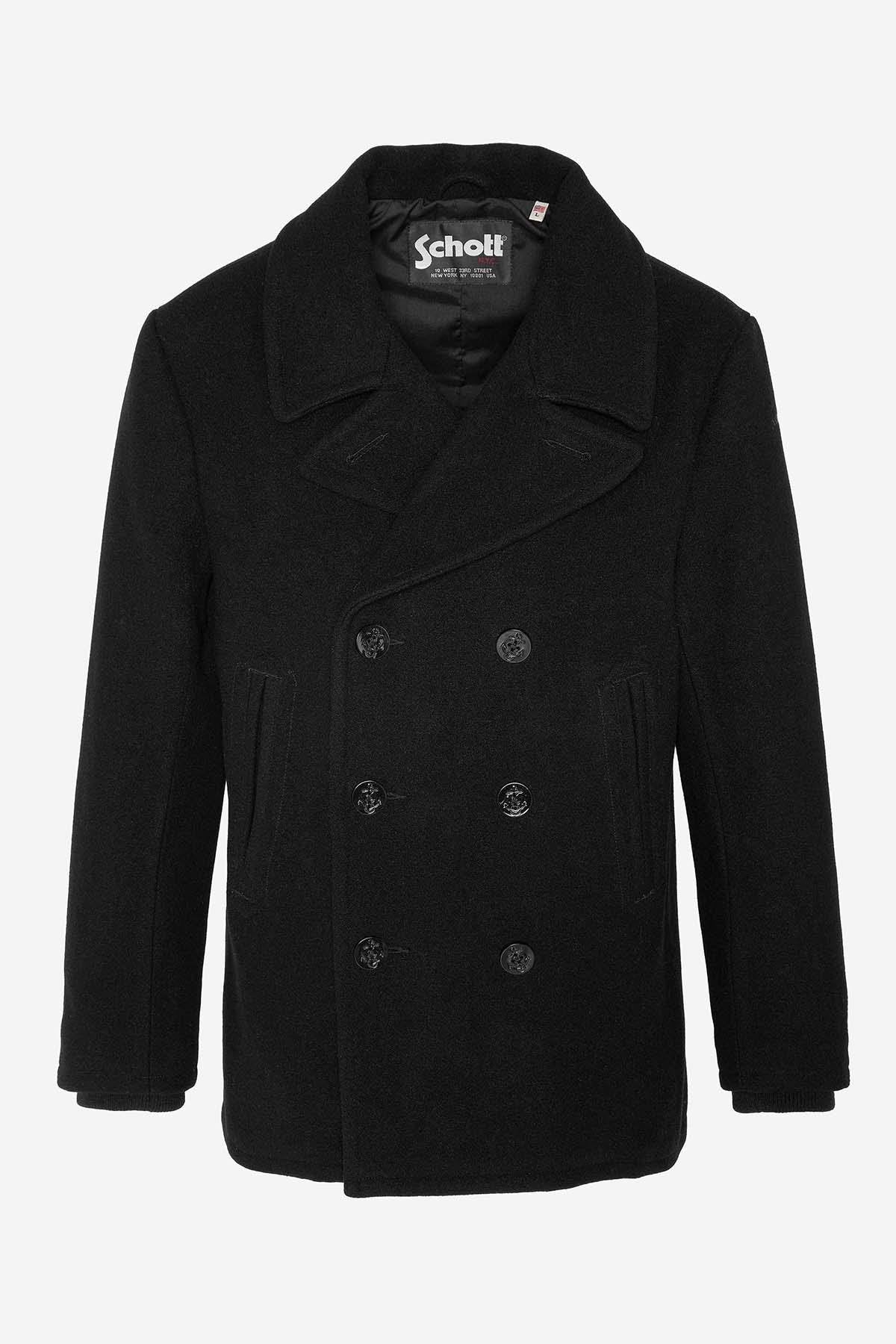 Black wool peacoat for men - Image n°4