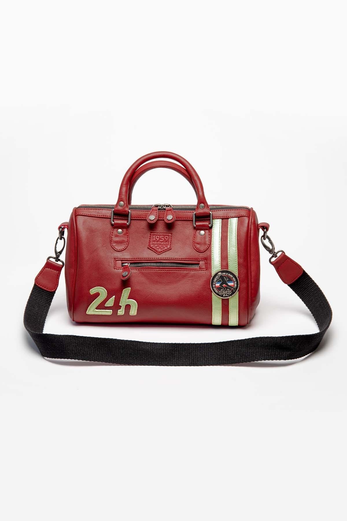  Dark red racing leather handbag - Image n°1