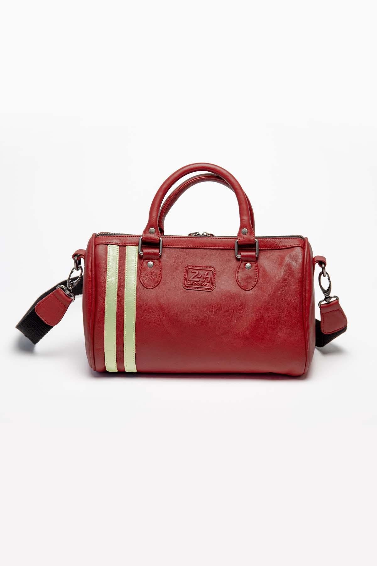  Dark red racing leather handbag - Image n°2