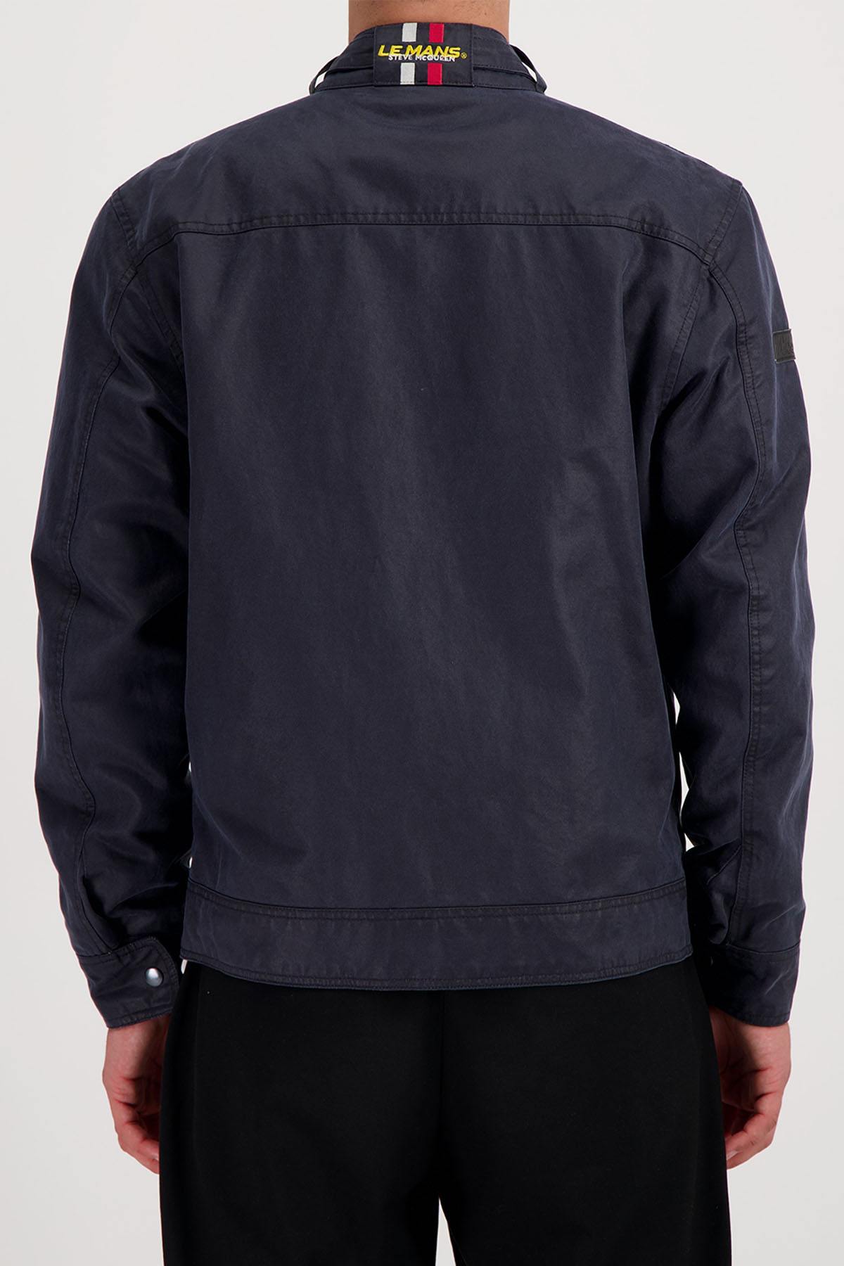 Navy blue racing cotton jacket for men - Image n°3