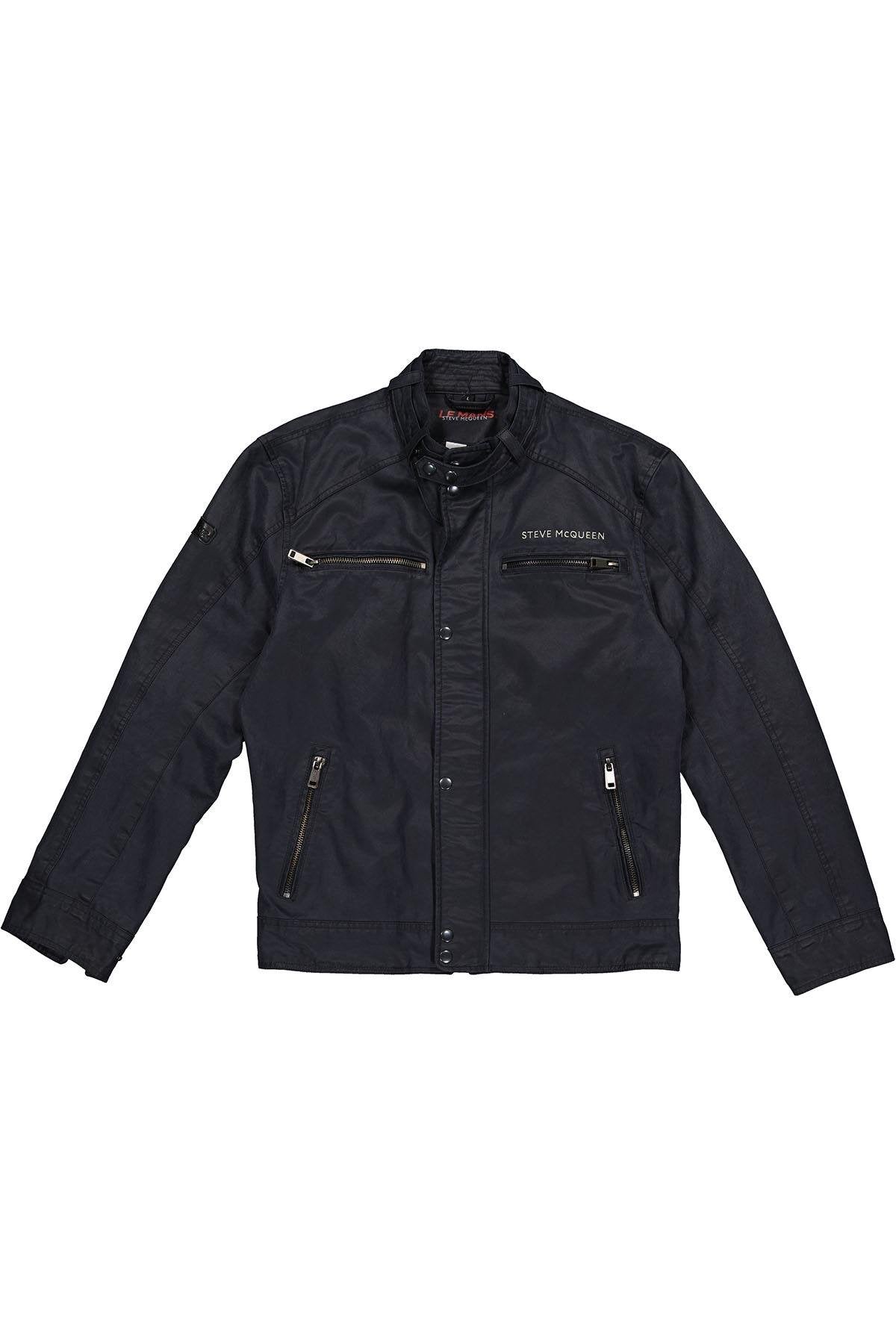 Navy blue racing cotton jacket for men - Image n°5