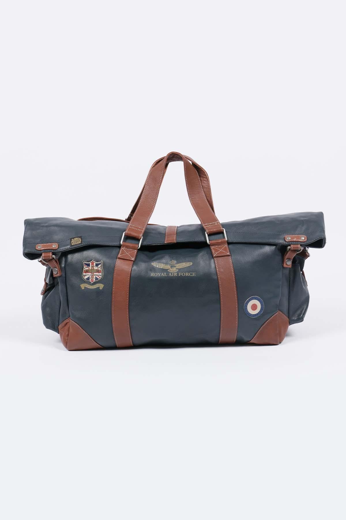 Navy blue 72h leather travel bag - Image n°3