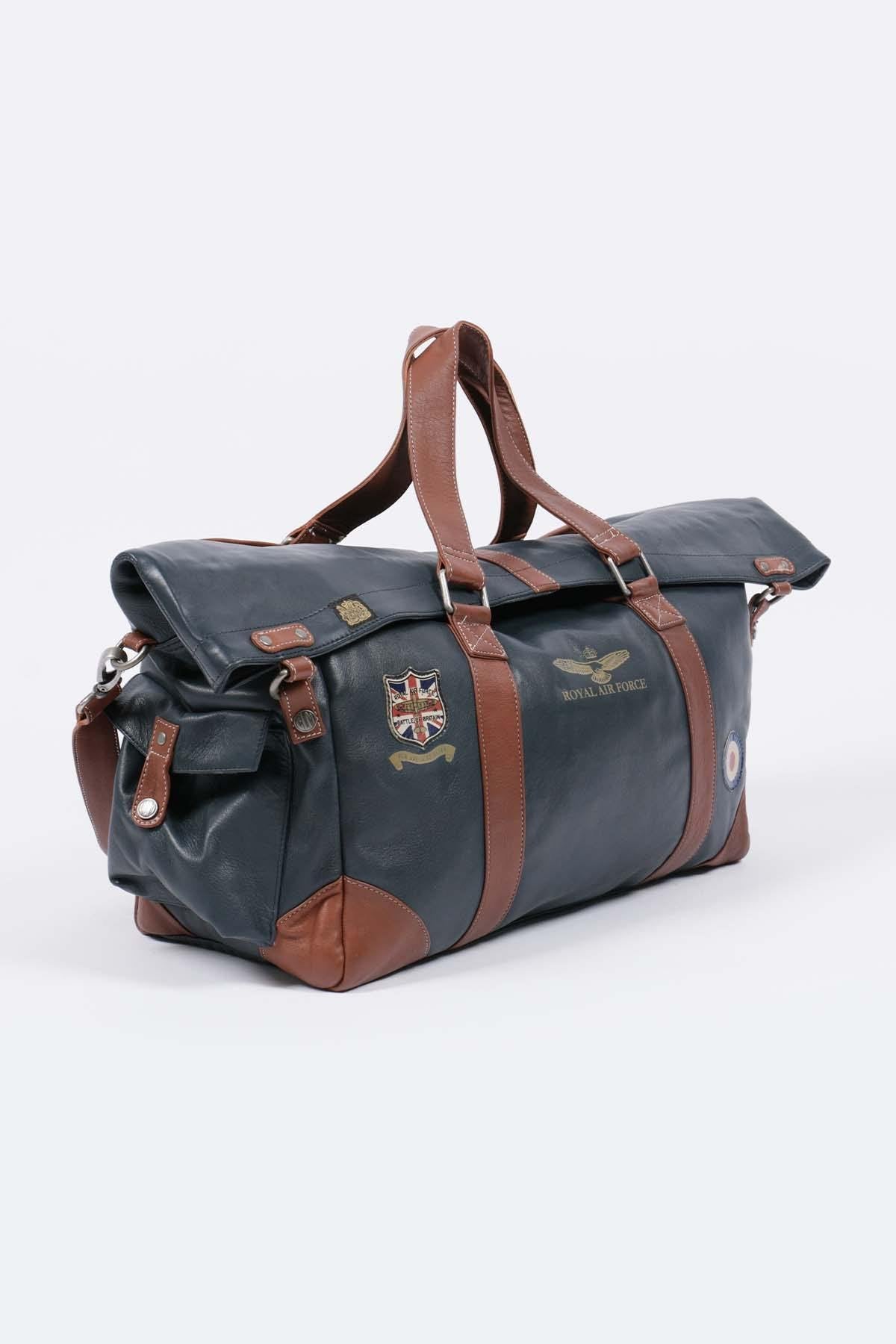 Navy blue 72h leather travel bag - Image n°5