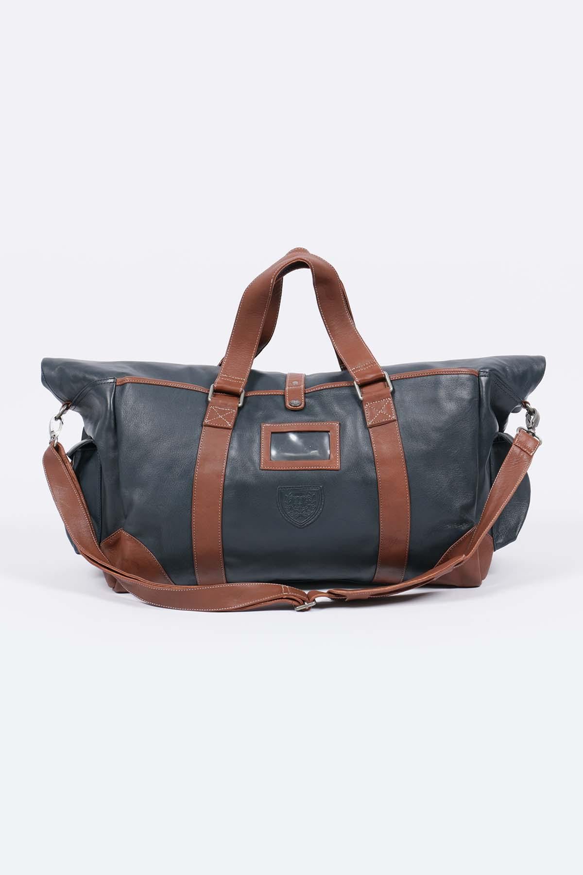 Navy blue 72h leather travel bag - Image n°4