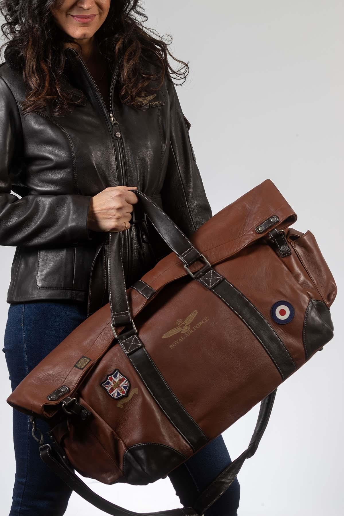 Tortoise brown 72h leather travel bag - Image n°2