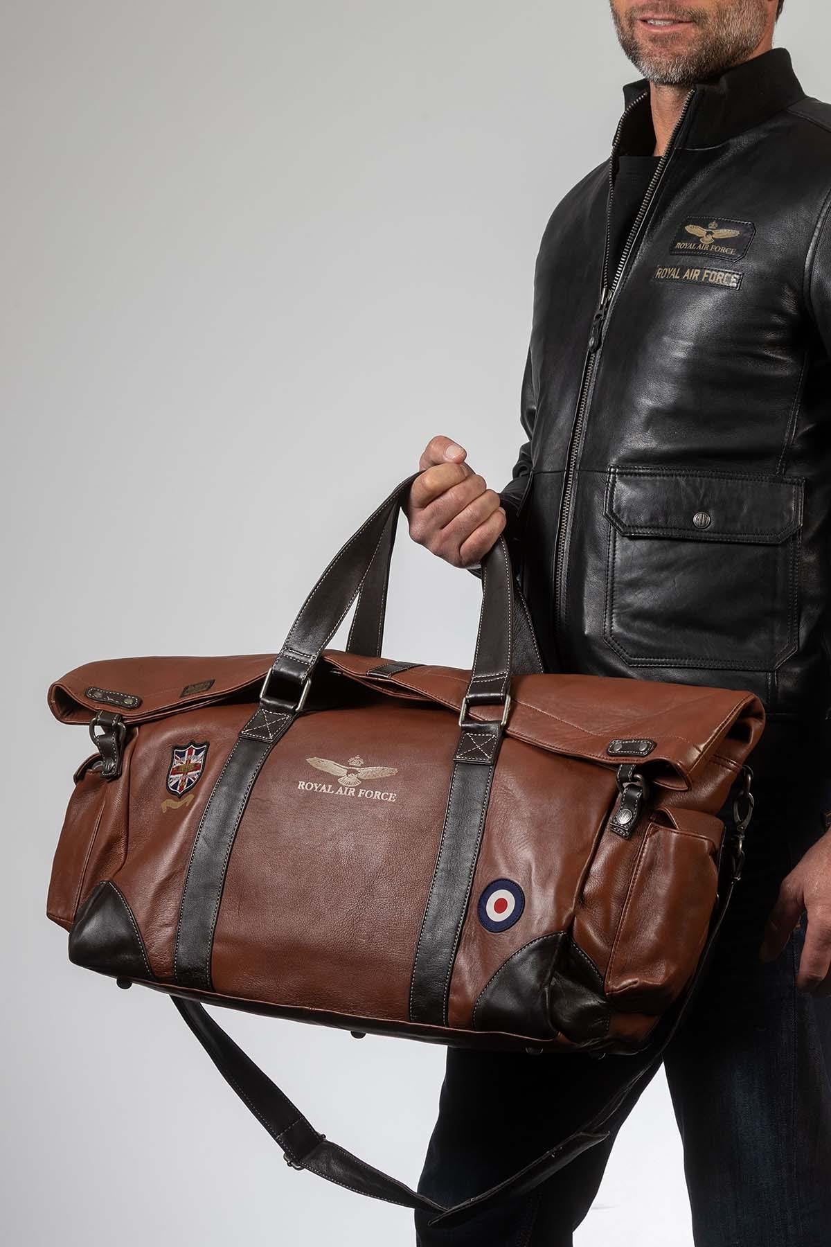 Tortoise brown 72h leather travel bag - Image n°1