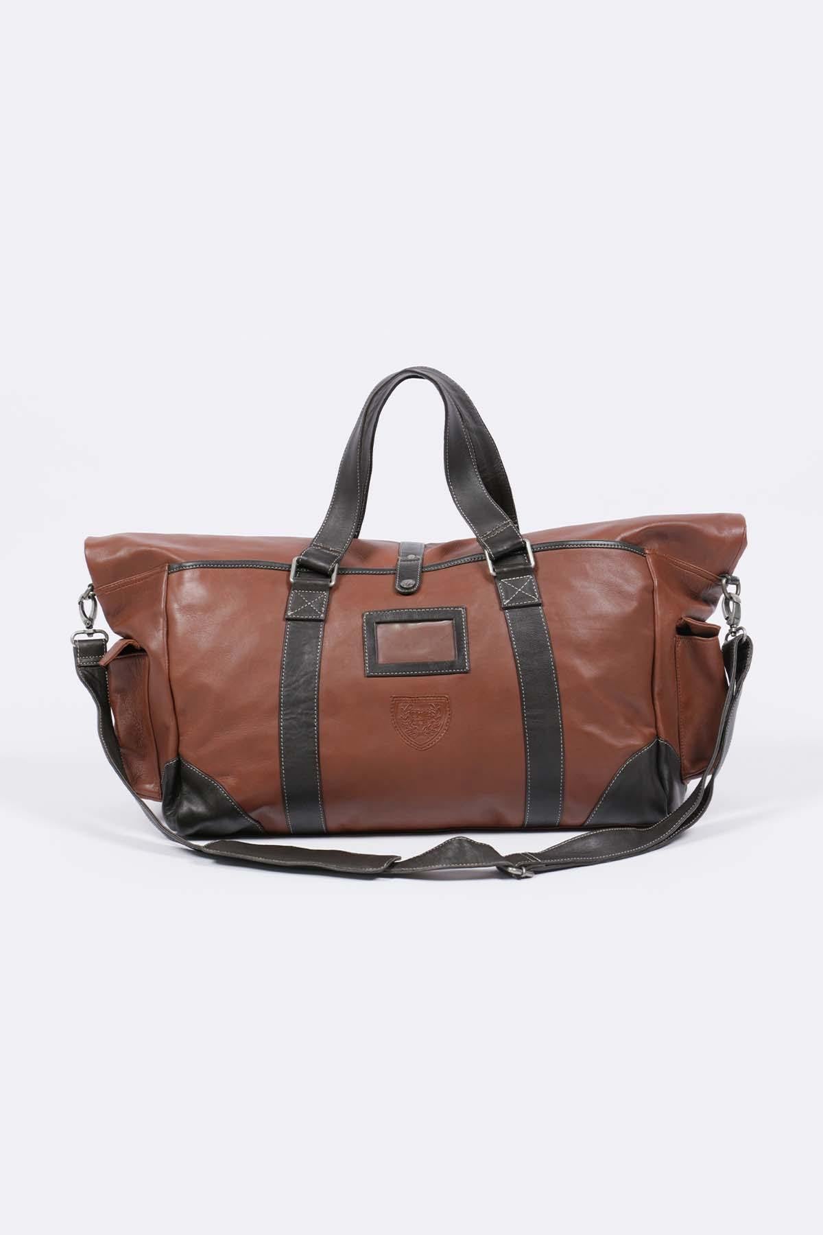 Tortoise brown 72h leather travel bag - Image n°5