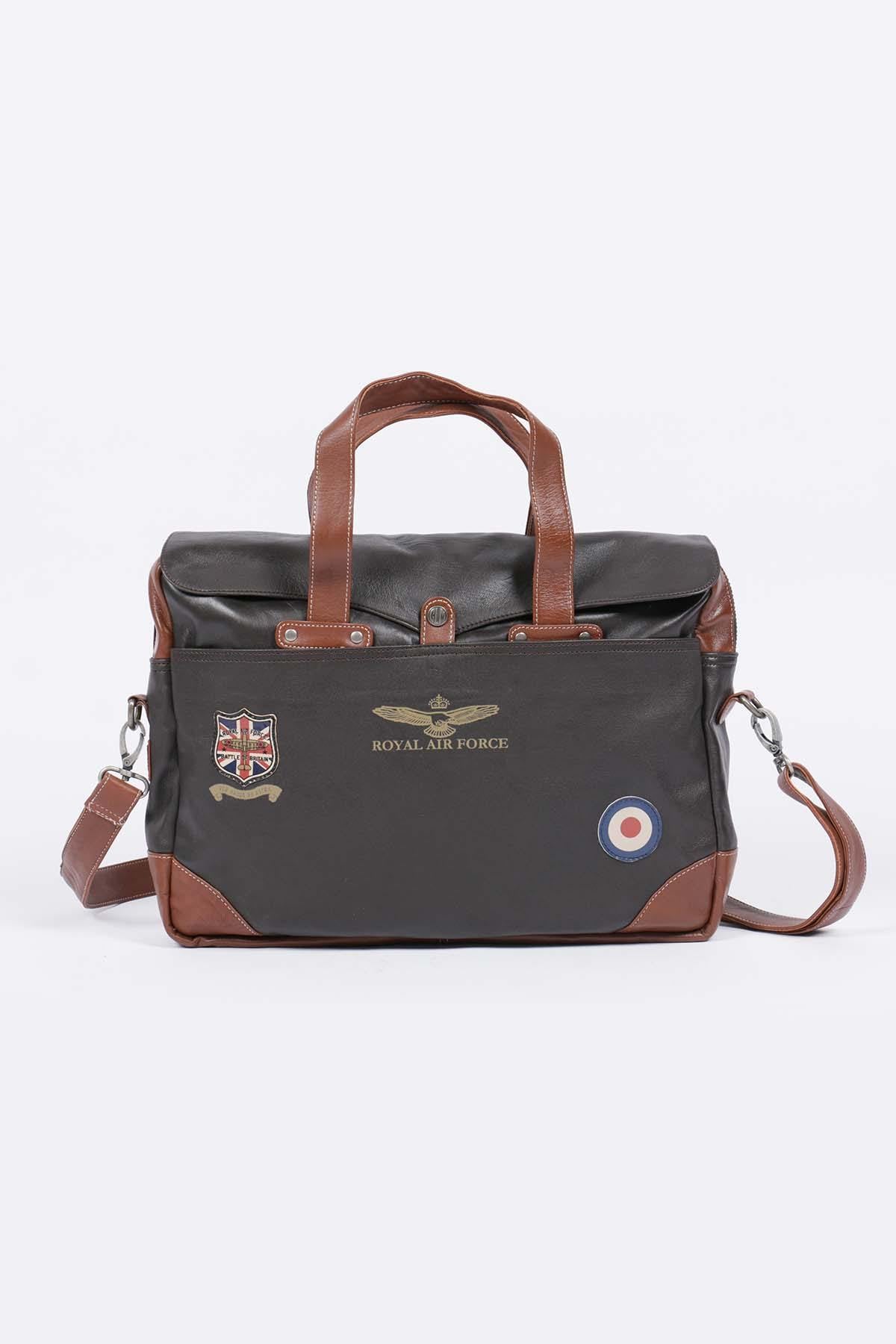 Dark brown leather aviator-style shoulder bag - Image n°3